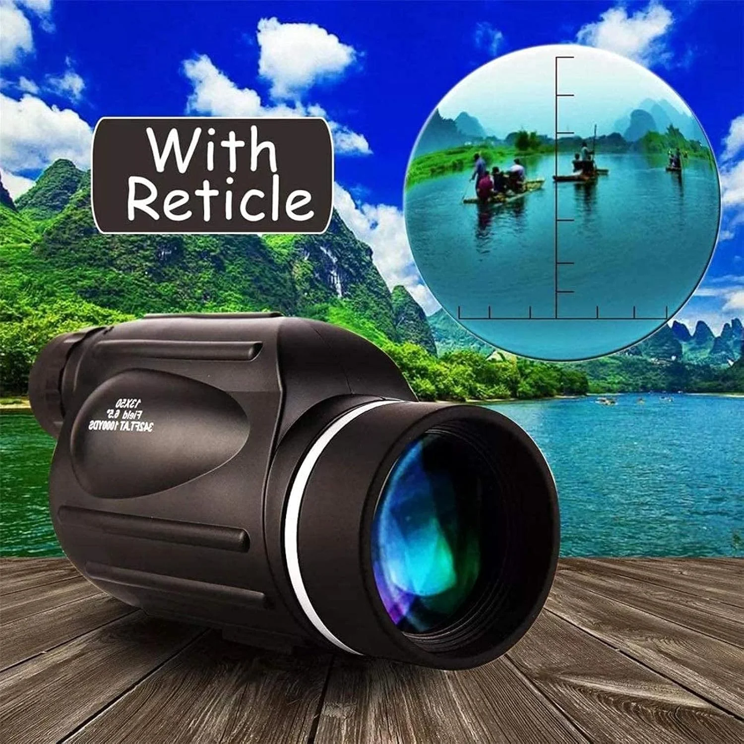 تلسکوپ تک چشمی HD 13x50 مناسب برای فضای باز، اپتیک HD BAK4، مسافت یاب مختصات، تلسکوپ دیدبانی، مناسب برای کمپینگ، پیاده روی، مسافرت در فضای باز - مشکی