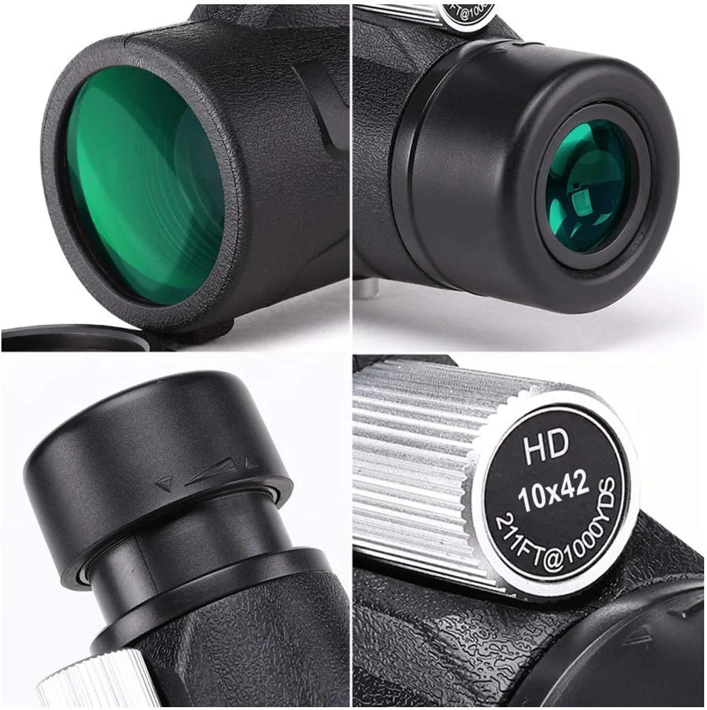 تلسکوپ مونوکولار 10x42 با قدرت بالا، تلسکوپ مونوکولار HD فشرده با منشور BAK4، لنز FMC و شیشه ED، مناسب برای بزرگسالان و کودکان، تماشای پرندگان