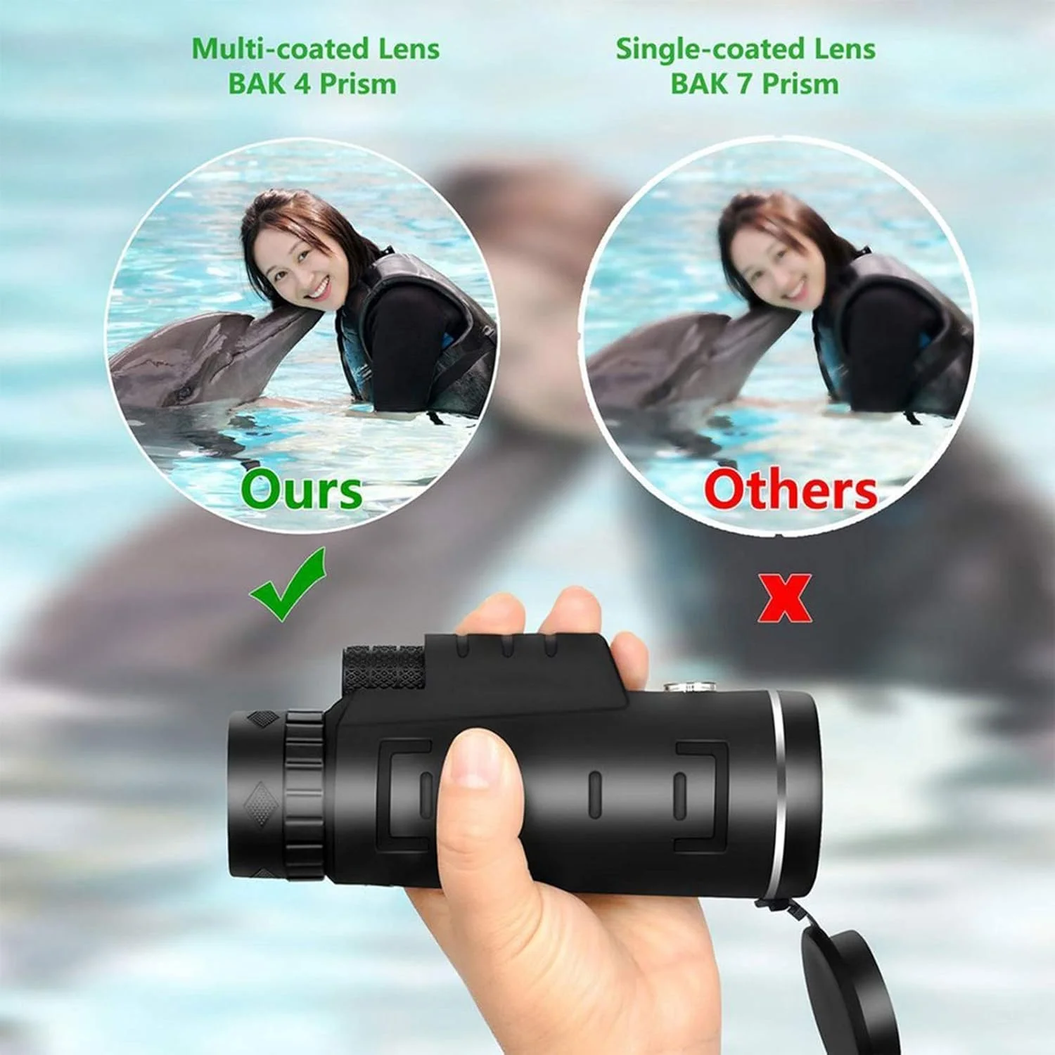 تلسکوپ تک چشمی هدیه - تلسکوپ تک چشمی 40x60 با قدرت بالا و وضوح HD به همراه نگهدارنده تلفن هوشمند و سه پایه با منشور BAK4 FMC با دوام و شفاف و فوکوس دوگانه برای تماشای پرندگان و کمپینگ