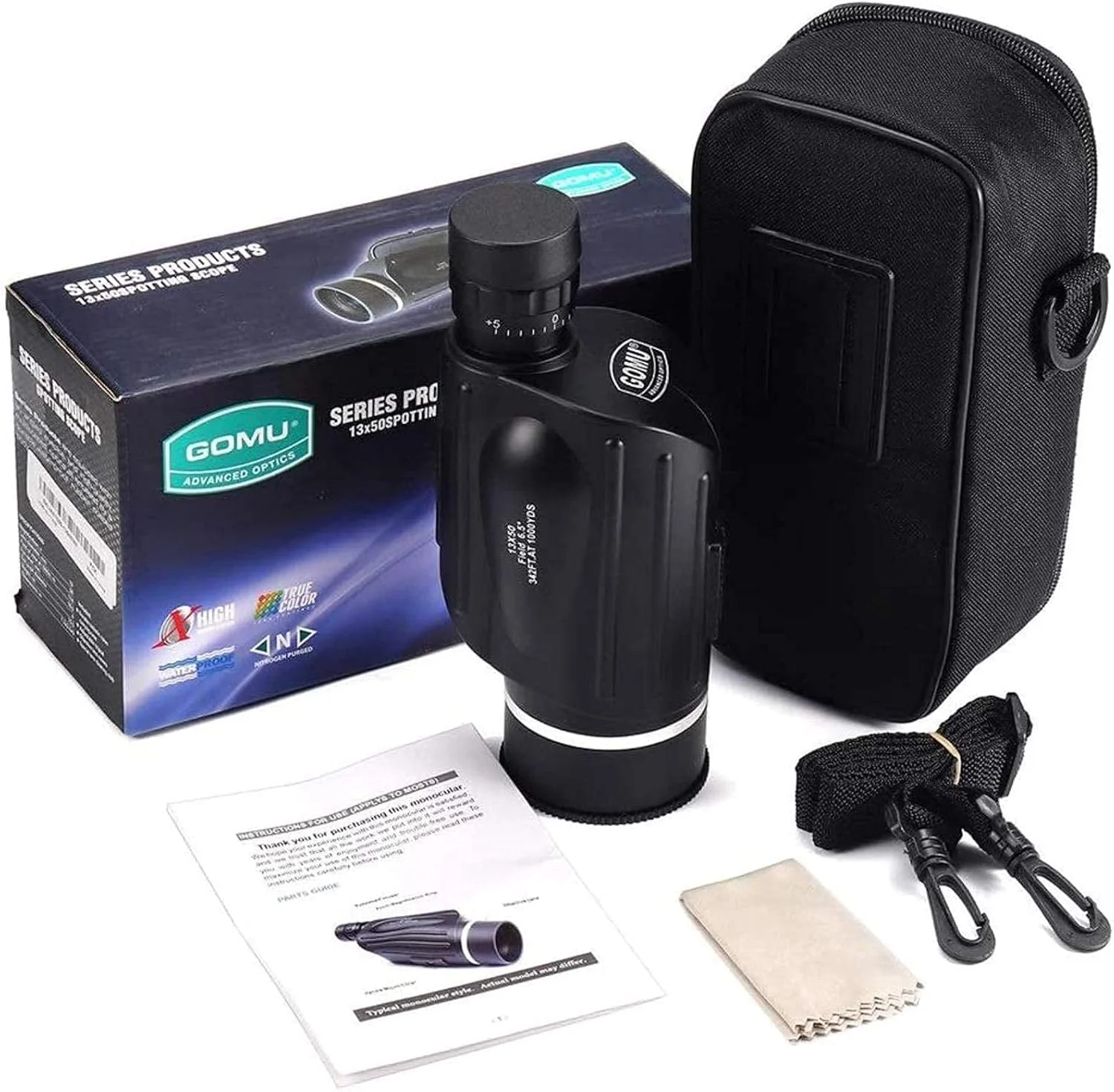 تلسکوپ تک چشمی HD 13x50 مناسب برای فضای باز، اپتیک HD BAK4، مسافت یاب مختصات، تلسکوپ دیدبانی، مناسب برای کمپینگ، پیاده روی، مسافرت در فضای باز - مشکی