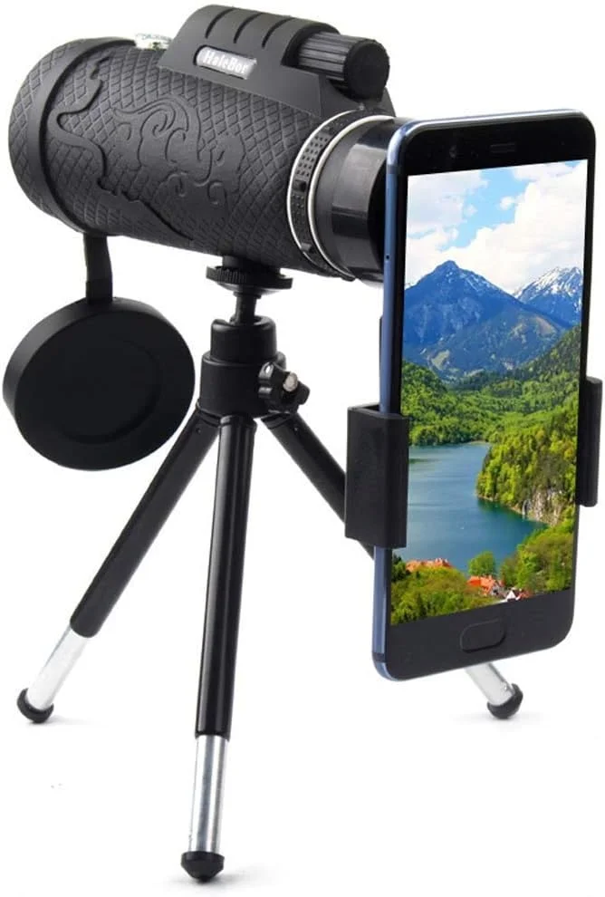 تلسکوپ تک چشمی زوم با آداپتور تلفن و سه پایه، مناسب برای تماشای پرندگان، شکار، کمپینگ، پیاده روی و فعالیت های فضای باز