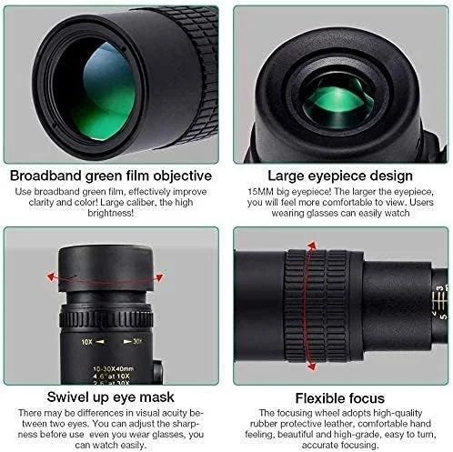 تلسکوپ تک چشمی تلسکوپ قابل حمل قدرت بالا 4K 10-300x40mm تلسکوپ تک چشمی زوم سوپر تله فوتو با سه پایه و گیره برای اکثر تلفن های هوشمند هدیه پسرانه