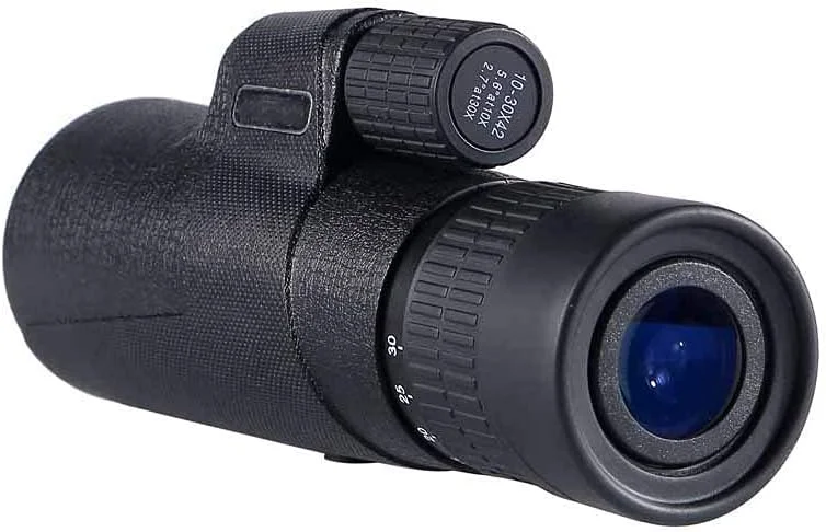 تلسکوپ تک چشمی 10-30x42 با بزرگنمایی بالا، جمع و جور و بادوام، به همراه آداپتور تلفن هوشمند و سه پایه، منشور BAK4 و لنز FMC، مناسب برای بزرگسالان و کودکان، تماشای پرندگان