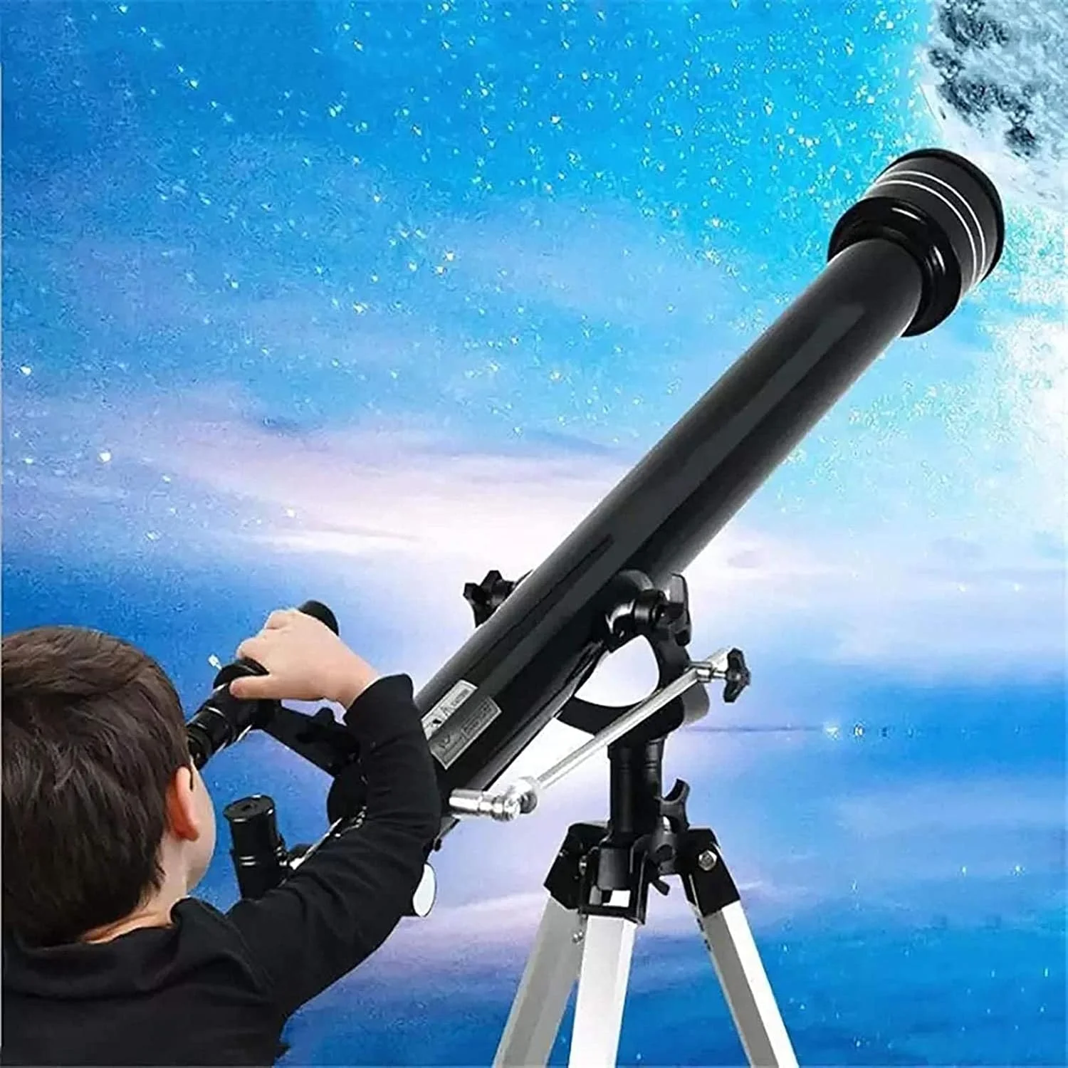 تلسکوپ منکسور با سه پایه، تلسکوپ شکست نور زوم دار نجومی برای رصد آسمان