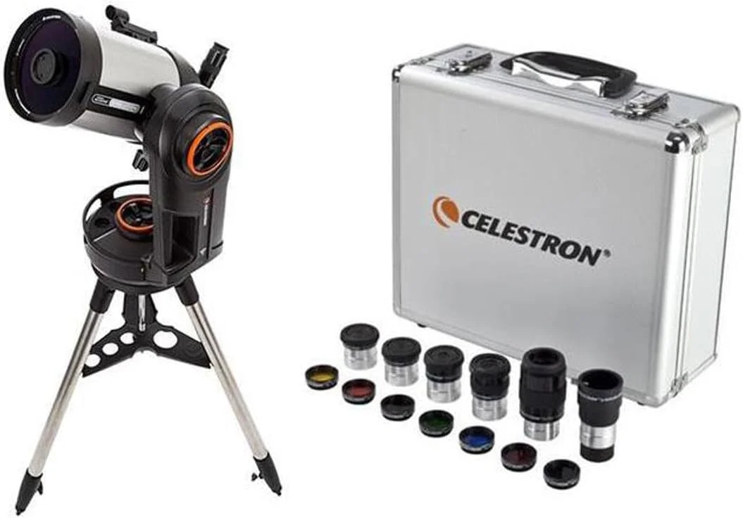 تلسکوپ اشمیت-کاسگرین سلسترون NexStar Evolution 6 با وای فای داخلی - به همراه کیت لوازم جانبی لوکس (5 چشمی Plossl سلسترون، لنز بارلو 1.25 اینچی، مجموعه فیلتر 1.25 اینچی، کیف حمل لوازم جانبی)