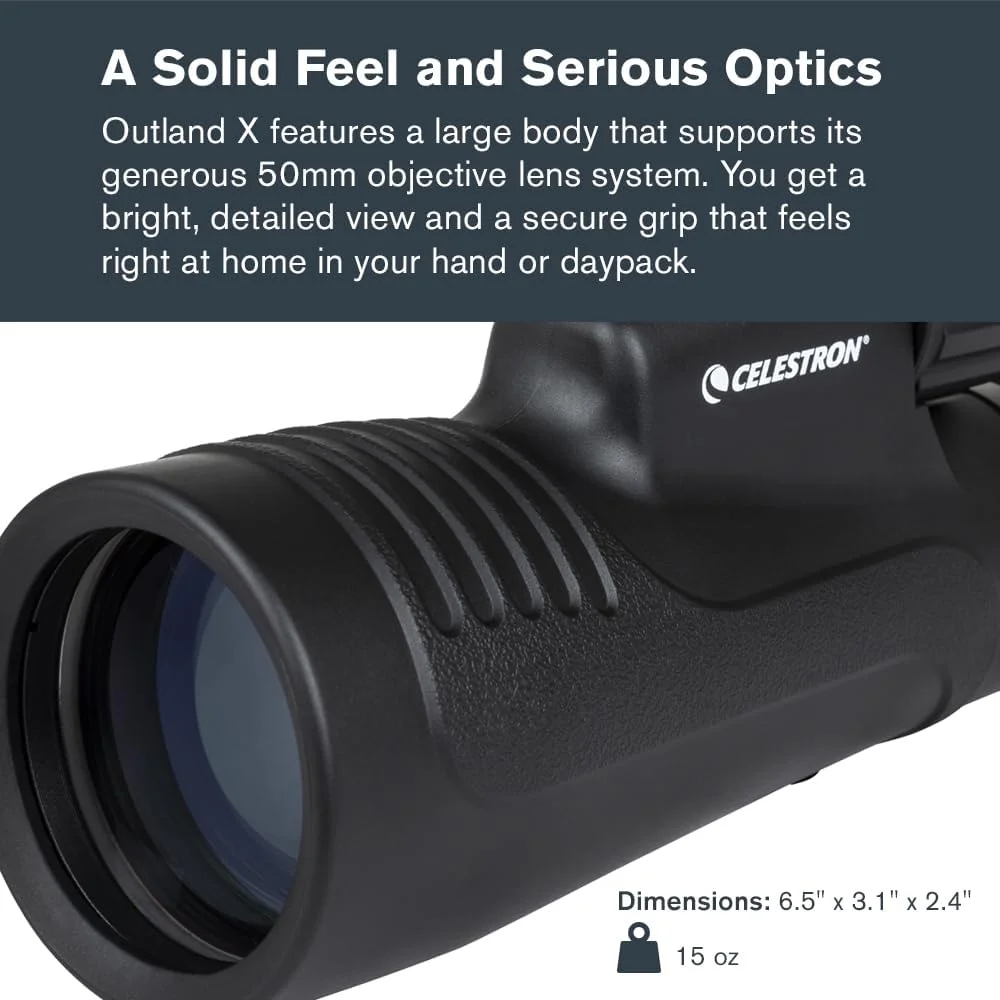 تک چشمی سلسترون Outland X 20x50 - شامل آداپتور تلفن هوشمند و سه پایه - لنز شیئی بزرگ 50 میلی متری - اپتیک چند لایه - منشور BaK-4 - ضد آب و ضد مه - کیف کمری شامل تک چشمی سلسترون Outland X 20x50 - شامل آداپتور تلفن هوشمند و سه پایه - لنز شیئی بزرگ 50 میلی متری - اپتیک چند لایه - منشور BaK-4 - ضد آب و ضد مه - کیف کمری شامل