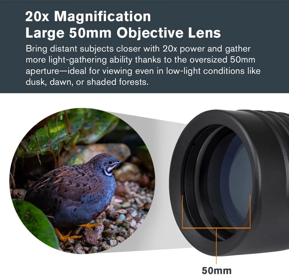 تک چشمی سلسترون Outland X 20x50 - شامل آداپتور تلفن هوشمند و سه پایه - لنز شیئی بزرگ 50 میلی متری - اپتیک چند لایه - منشور BaK-4 - ضد آب و ضد مه - کیف کمری شامل تک چشمی سلسترون Outland X 20x50 - شامل آداپتور تلفن هوشمند و سه پایه - لنز شیئی بزرگ 50 میلی متری - اپتیک چند لایه - منشور BaK-4 - ضد آب و ضد مه - کیف کمری شامل