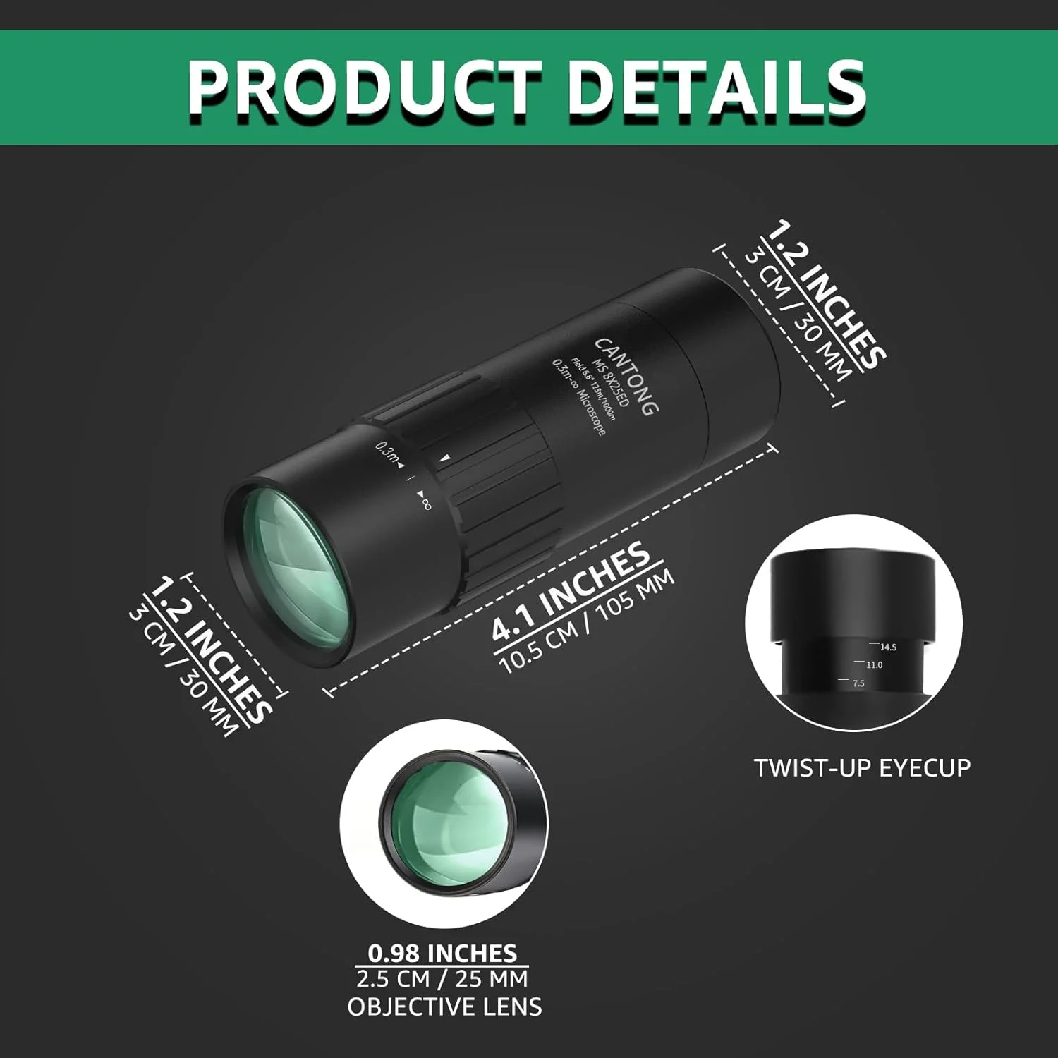 تک چشمی مینی با بزرگنمایی 8X و لنز 25 میلیمتری با اپتیک چند لایه و فوکوس دستی، تلسکوپ فشرده تک چشمی مینی با بزرگنمایی 8X و لنز 25 میلیمتری با اپتیک چند لایه و فوکوس دستی، تلسکوپ فشرده