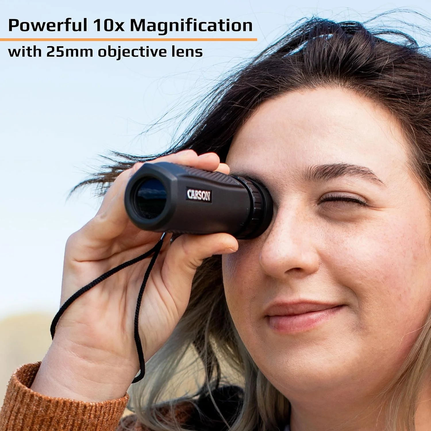 تک چشمی ضد آب کارسون BlackWave با بزرگنمایی 10 برابر و لنز 25 میلی‌متری، مشکی (WM-025)