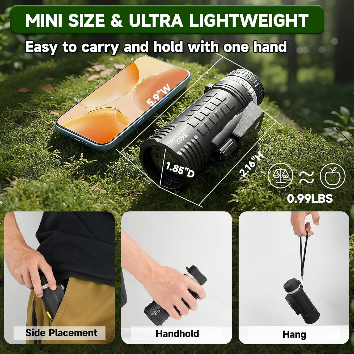 تلسکوپ تک چشمی 8X42 با قطب نما مسافت یاب، لنز FMC منشوری BAK4، تک چشمی کوچک، ضد آب و شناور IPX7 برای بزرگسالان، قدرت بالا برای تماشای پرندگان، شکار، ورزش، هدیه برای مردان تلسکوپ تک چشمی 8X42 با قطب نما مسافت یاب، لنز FMC منشوری BAK4، تک چشمی کوچک، ضد آب و شناور IPX7 برای بزرگسالان، قدرت بالا برای تماشای پرندگان، شکار، ورزش، هدیه برای مردان