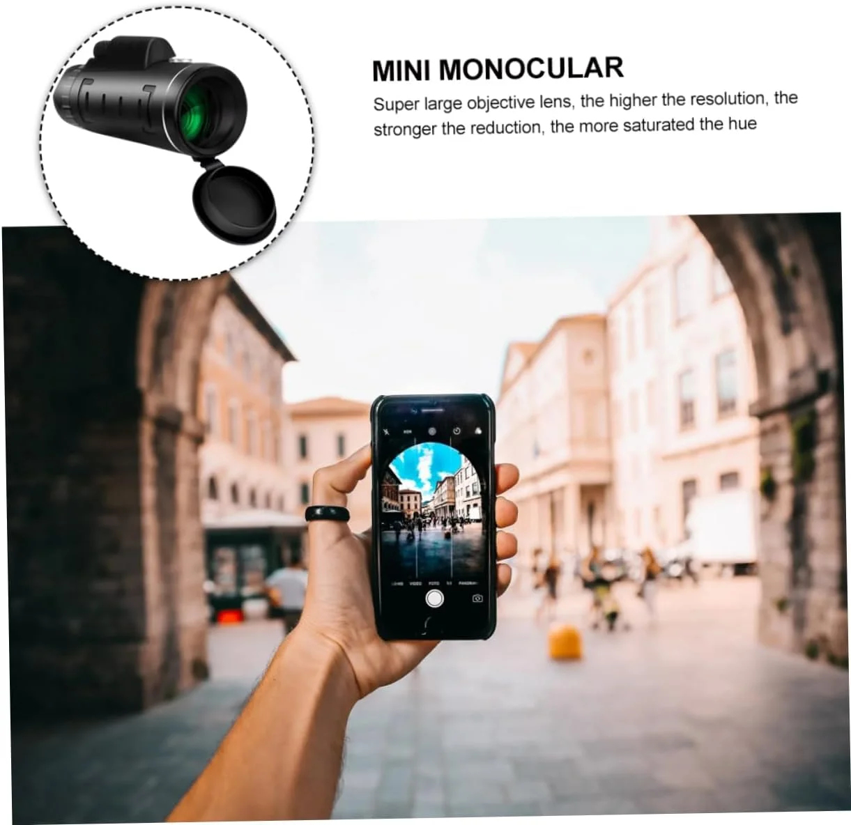 تلسکوپ تک چشمی قابل حمل Hemoton برای تماشای فضای باز، مناسب برای تماشای پرندگان، کمپینگ و بازی