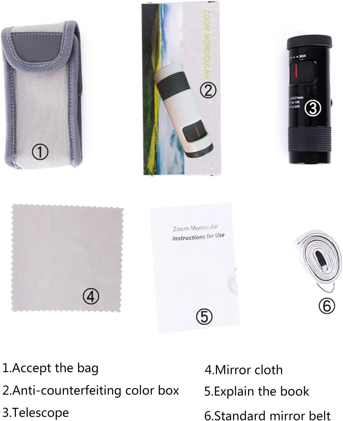 تک لوله ای جمع و جور 10-30X21 زوم، کاوش در فضای باز، دید واضح، مشاهده حیات وحش در طبیعت، تک لوله ای جیبی قابل حمل