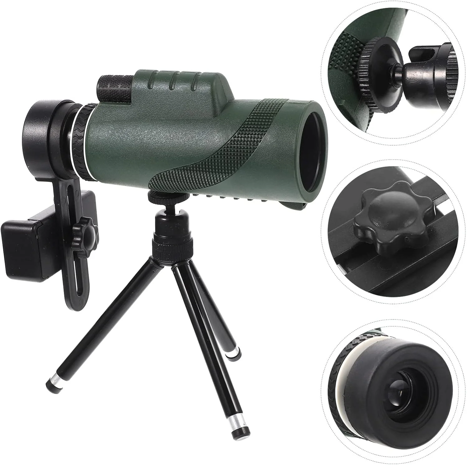 تلسکوپ تک چشمی BESPORTBLE با لنز زاویه باز مناسب تماشای پرندگان، شکار، کمپینگ و فعالیت های خارج از منزل به همراه آداپتور تلفن هوشمند و سه پایه