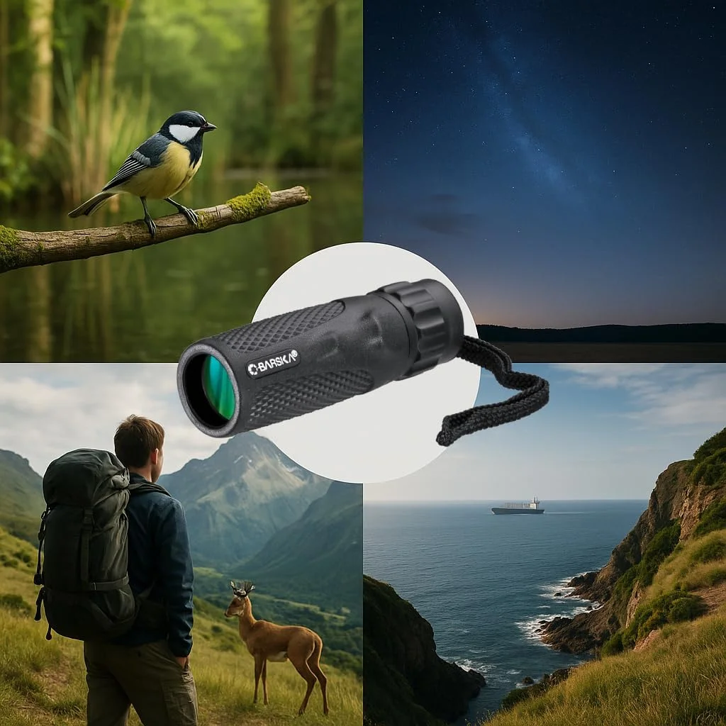 تک چشمی ضد آب بارسکا Blackhawk - جمع و جور، ضد مه، اپتیک چند لایه، دستگیره ضد لغزش برای تماشای پرندگان، پیاده روی، ورزش، کنسرت ها و استفاده در فضای باز