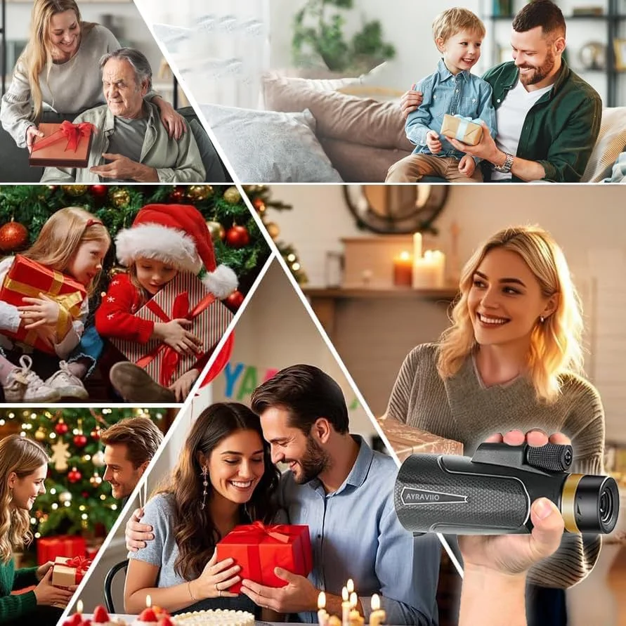 هدیه تولد برای مردان، پدر، شوهر، تلسکوپ تک چشمی 12x60 با نگهدارنده تلفن هوشمند و سه پایه ارتقا یافته، محدوده SMC و BAK4 با قدرت بالا، هدیه برای کریسمس، هدیه پیاده روی در فضای باز
