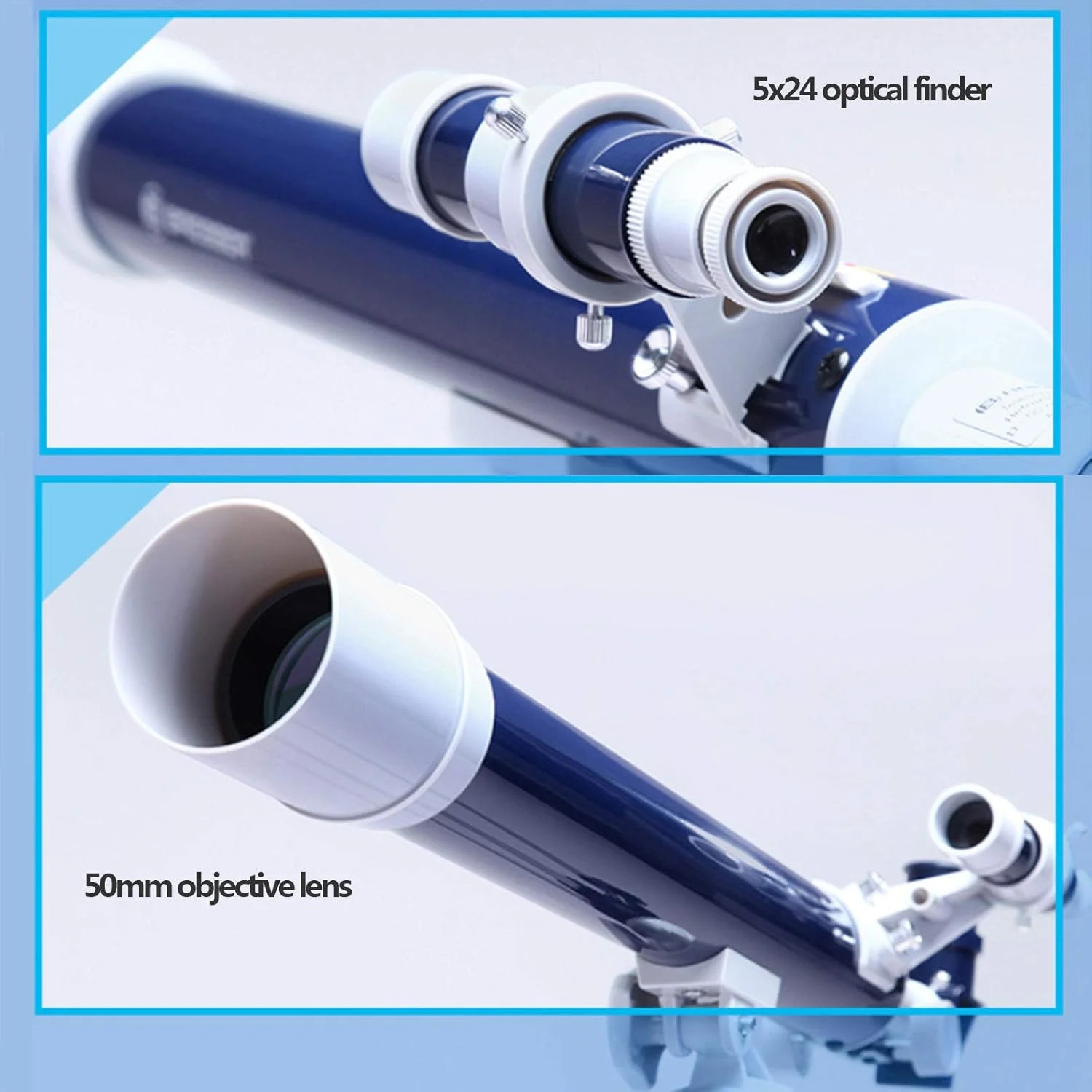 تلسکوپ نجومی منکسوری 30x-150x تلسکوپ فضایی منوچشمی با آینه سمت الراس 90 درجه و آینه یاب 5x24 و سه پایه تلسکوپی آلیاژ آلومینیوم