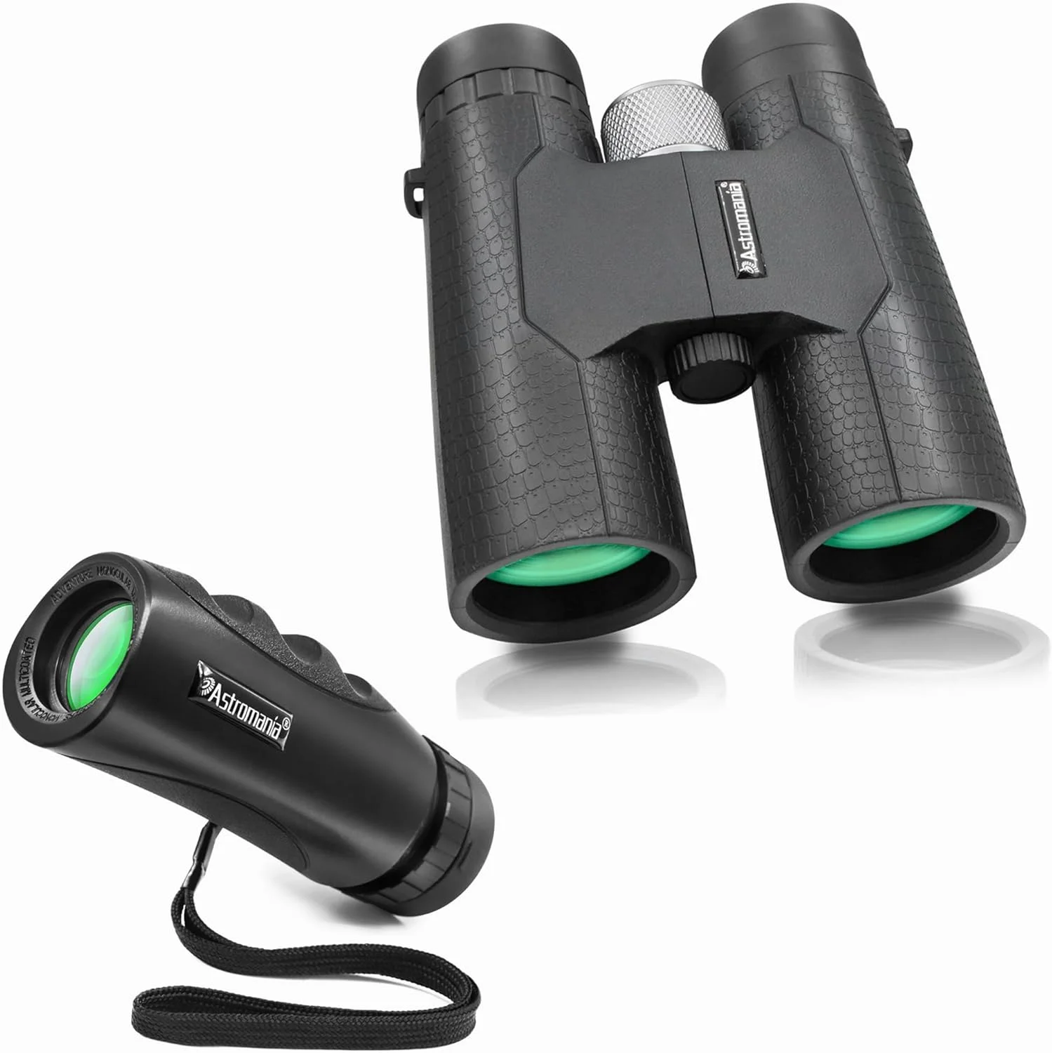تک چشمی فشرده ضدآب 10x25 ارتقا یافته Astromania - همراه با دوربین دوچشمی فشرده 8x42 منشوری BK7