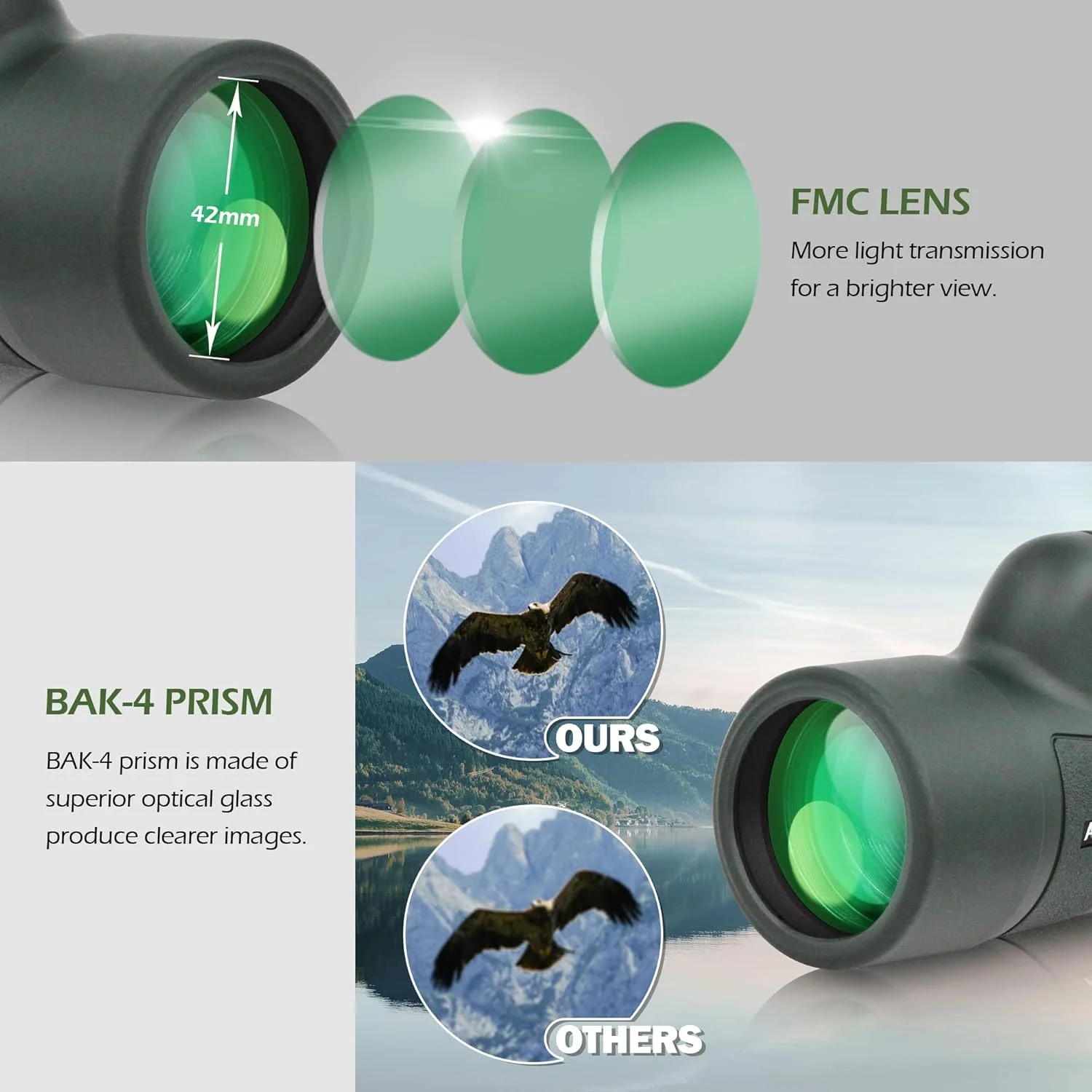 تلسکوپ تک چشمی فشرده ضد آب 8x25 ارتقا یافته Astromania - همراه با تک چشمی منشوری قدرتمند 10X42 BAK4 تلسکوپ تک چشمی فشرده ضد آب 8x25 ارتقا یافته Astromania - همراه با تک چشمی منشوری قدرتمند 10X42 BAK4