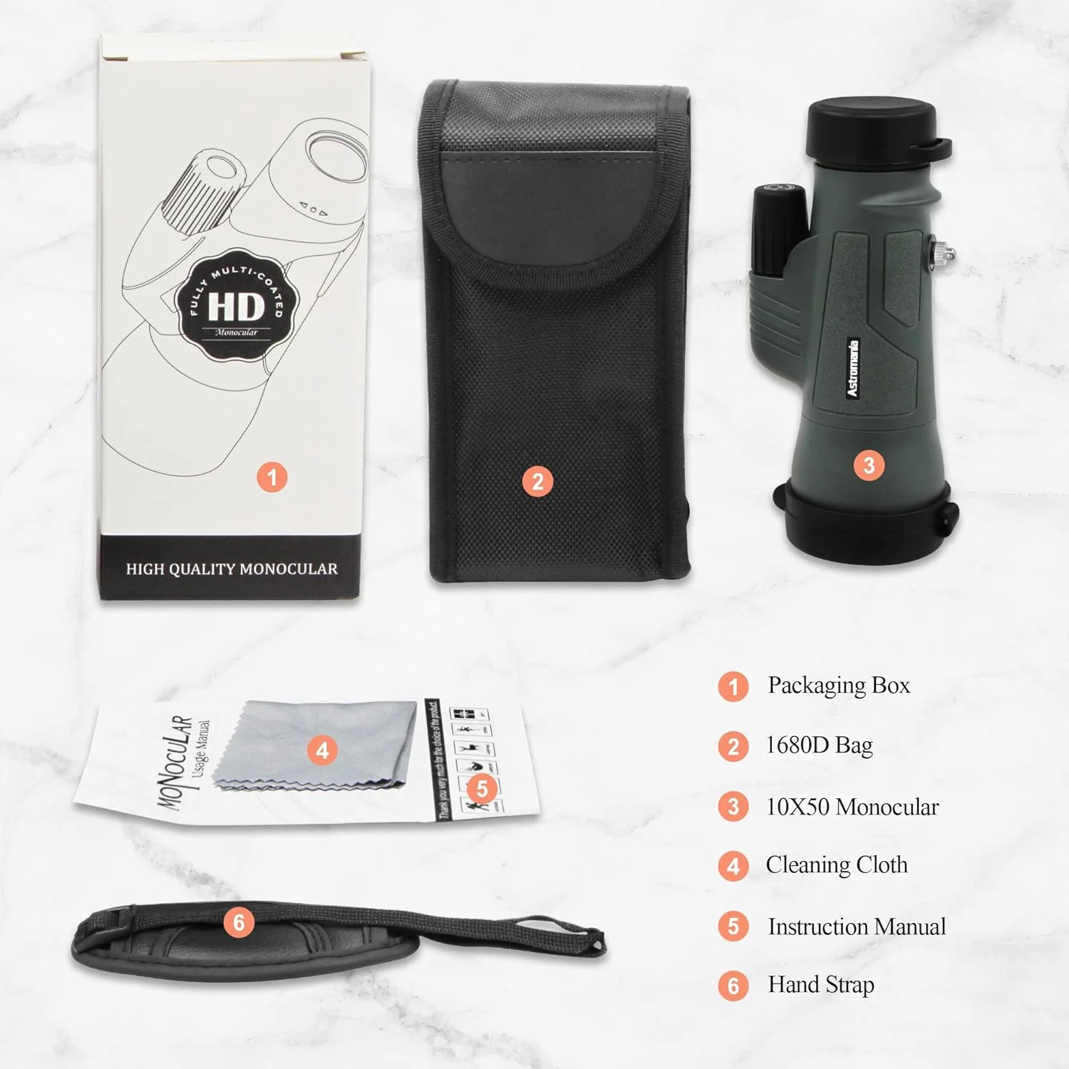 تلسکوپ تک چشمی منوکلار منشور BAK4 با قدرت بزرگنمایی 10X50، ضد آب، جمع و جور و قابل حمل برای تماشای پرندگان، رویدادهای ورزشی، مسافرت، هدیه برای آقایان