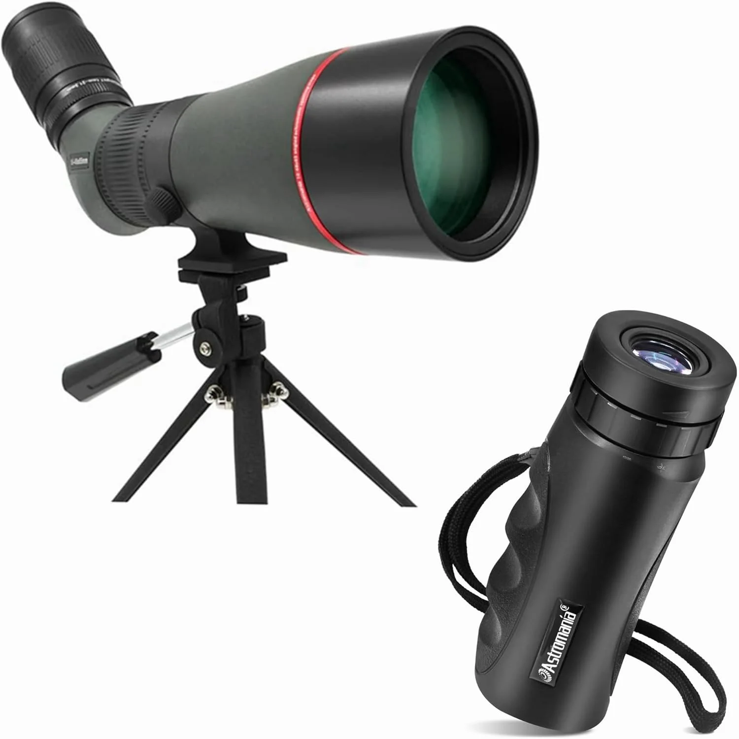 تک چشمی فشرده ضد آب 8x25 ارتقا یافته Astromania - همراه با - تلسکوپ دیدبانی زاویه دار 45 درجه 16-48x65AE با سه پایه