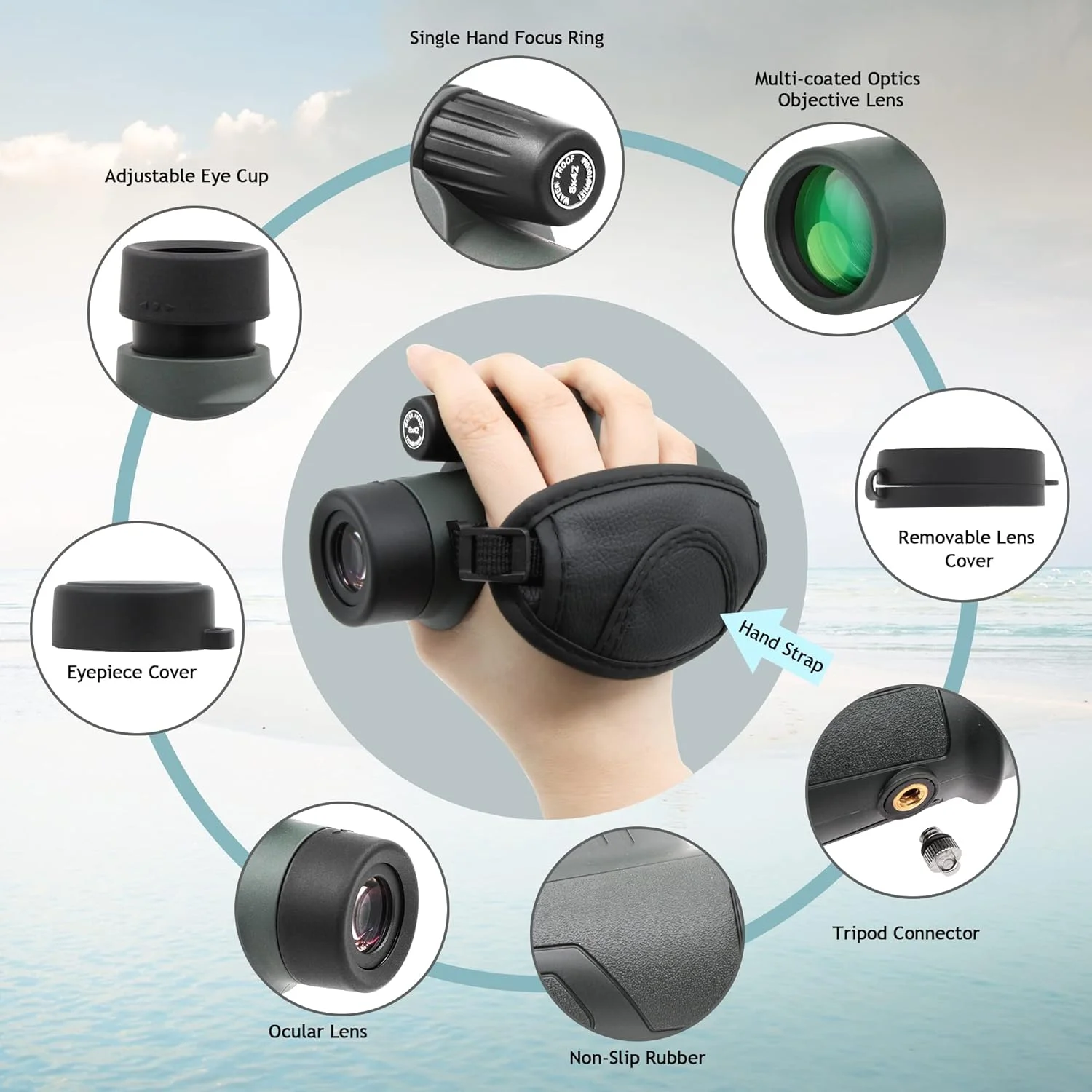 تلسکوپ تک چشمی منشوری آسترومانیا 8X42 BAK4 با قدرت بالا، ضد آب، مونو اسکوپ دستی جمع و جور برای تماشای پرندگان، هدیه مسافرتی برای آقایان