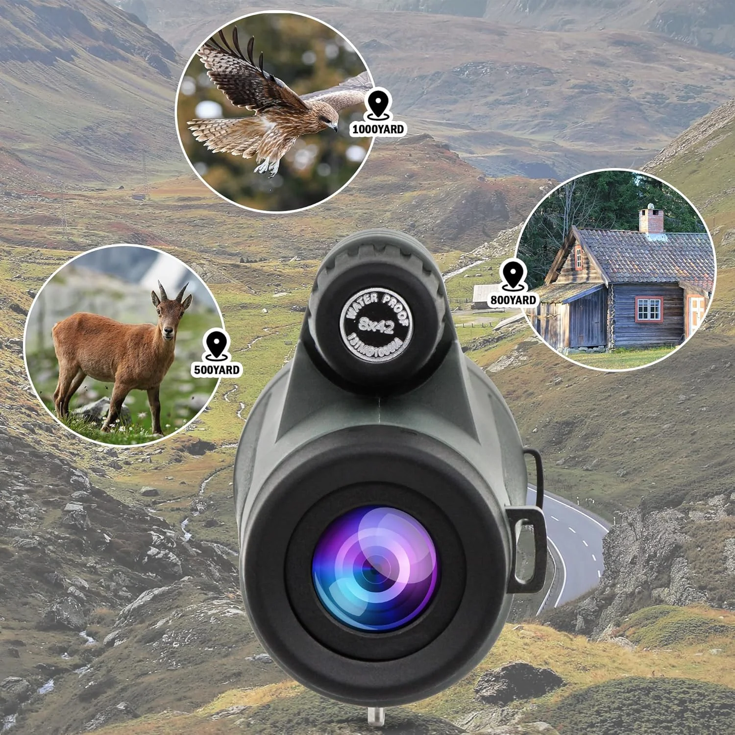 تلسکوپ تک چشمی منشوری آسترومانیا 8X42 BAK4 با قدرت بالا، ضد آب، مونو اسکوپ دستی جمع و جور برای تماشای پرندگان، هدیه مسافرتی برای آقایان