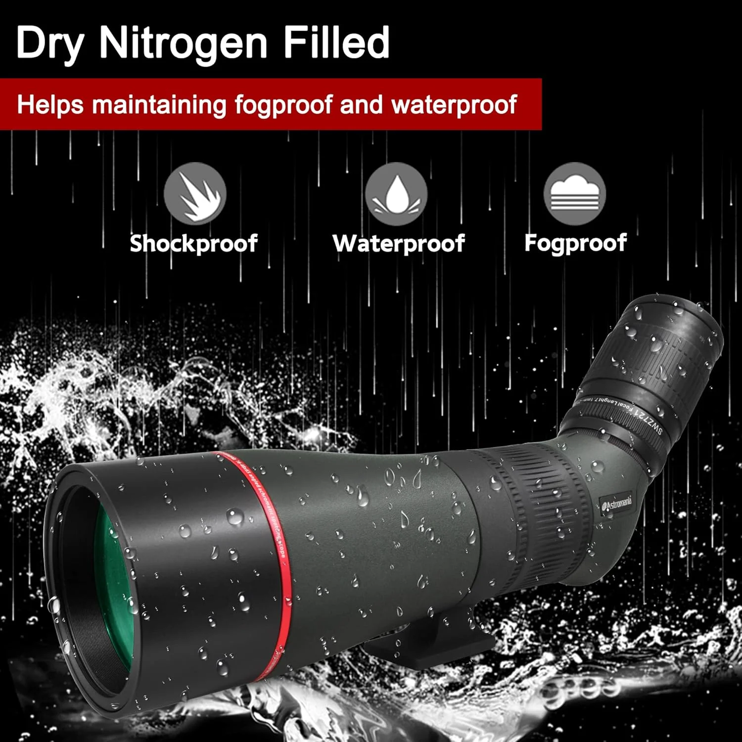 تک چشمی فشرده ضد آب 8x25 ارتقا یافته Astromania - همراه با - تلسکوپ دیدبانی زاویه دار 45 درجه 16-48x65AE با سه پایه