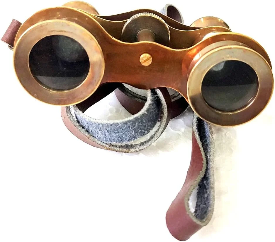 تلسکوپ جیبی برنجی عتیقه قهوه ای، اندازه 4 اینچ