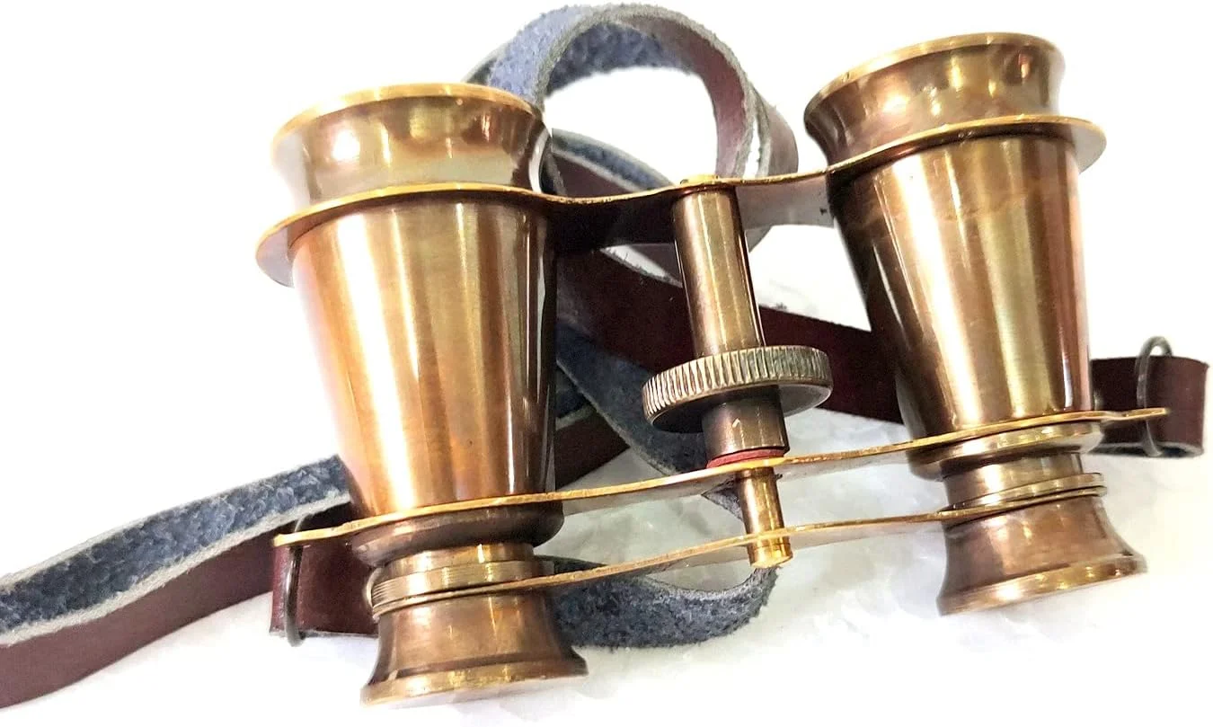 تلسکوپ جیبی برنجی عتیقه قهوه ای، اندازه 4 اینچ