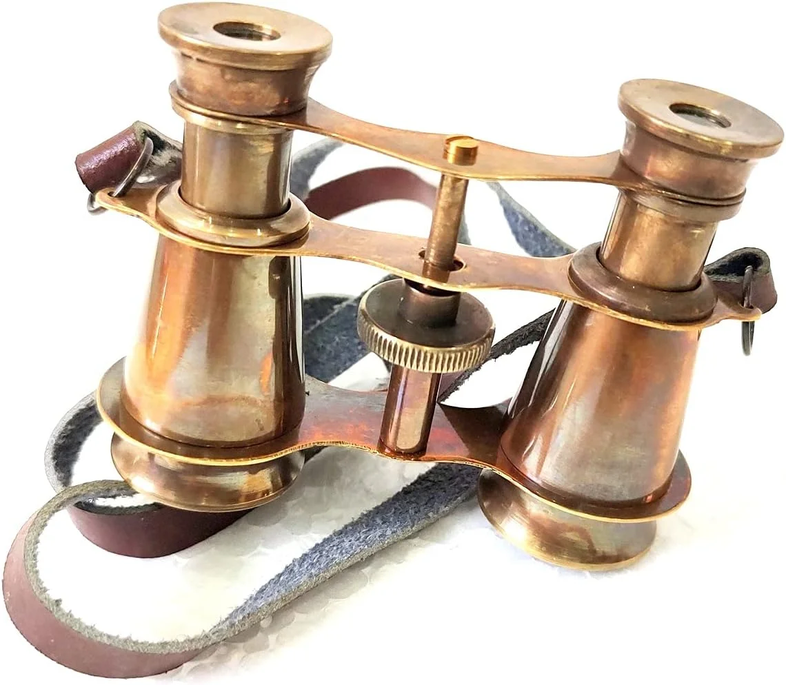 تلسکوپ جیبی برنجی عتیقه قهوه ای، اندازه 4 اینچ