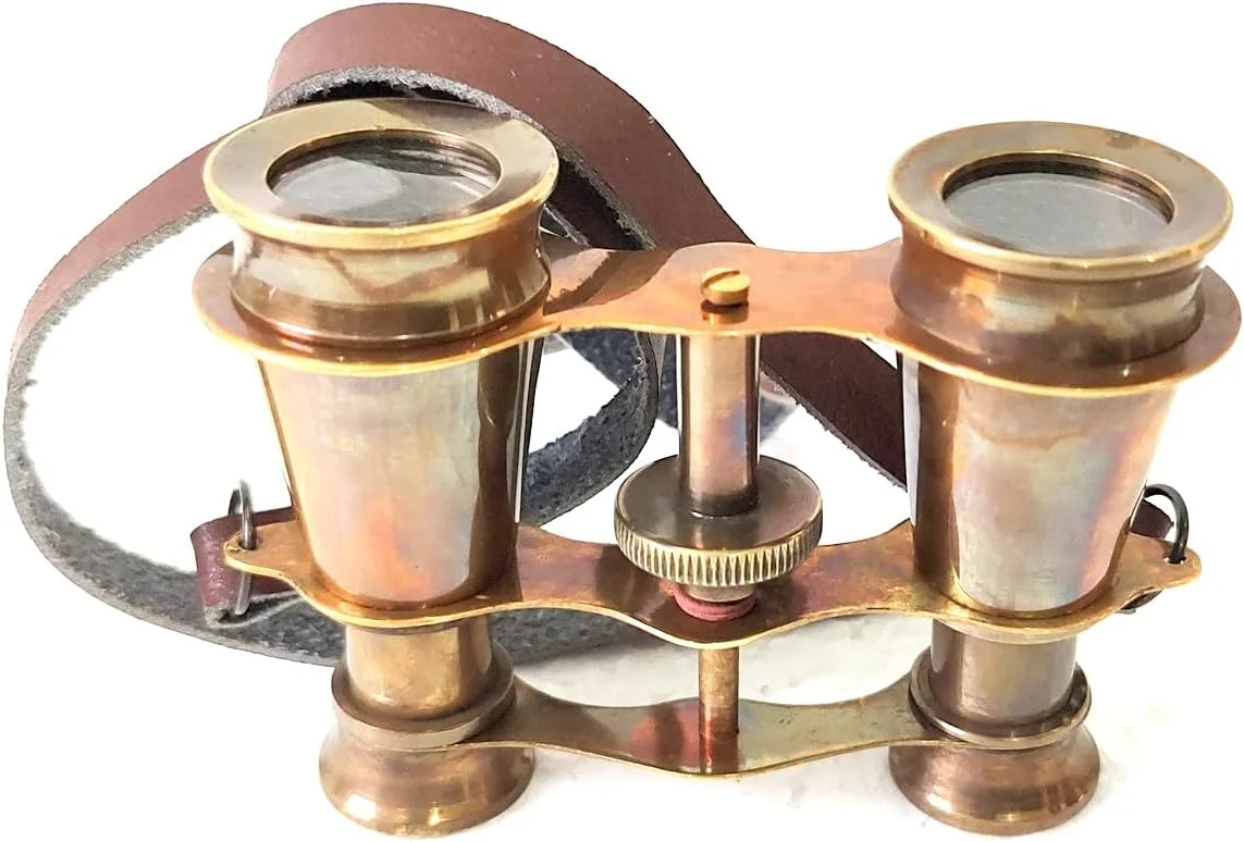 تلسکوپ جیبی برنجی عتیقه قهوه ای، اندازه 4 اینچ