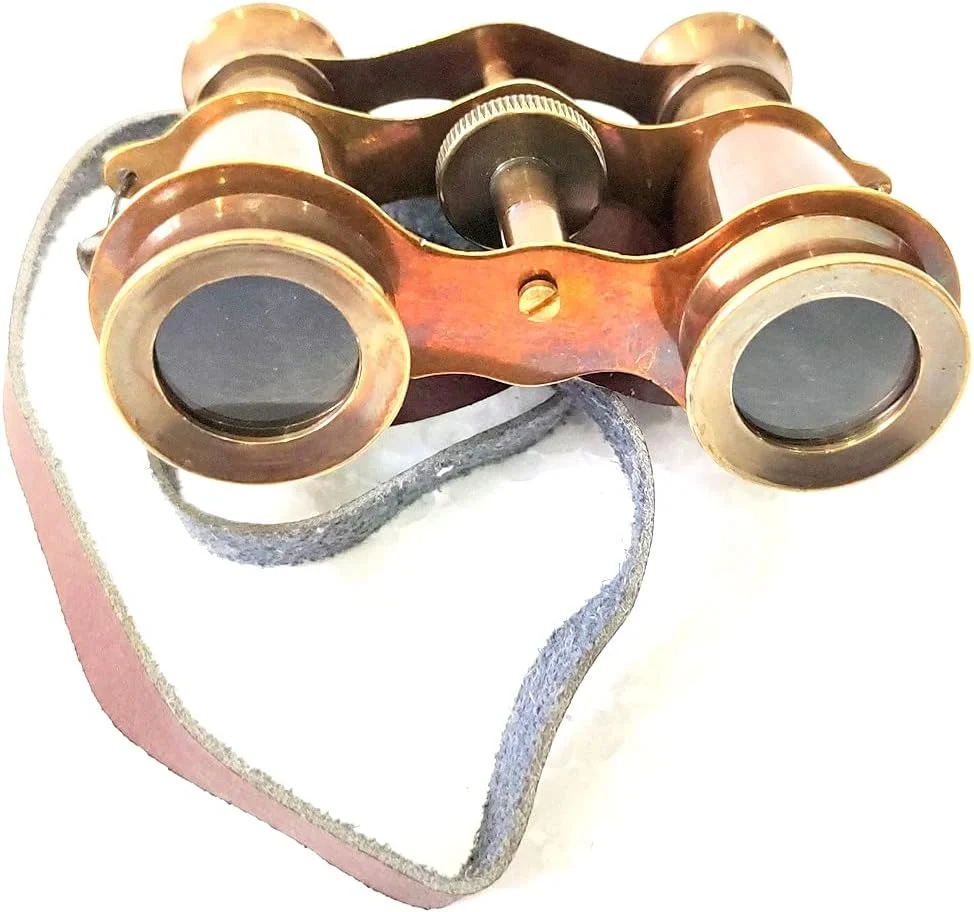 تلسکوپ جیبی برنجی عتیقه قهوه ای، اندازه 4 اینچ