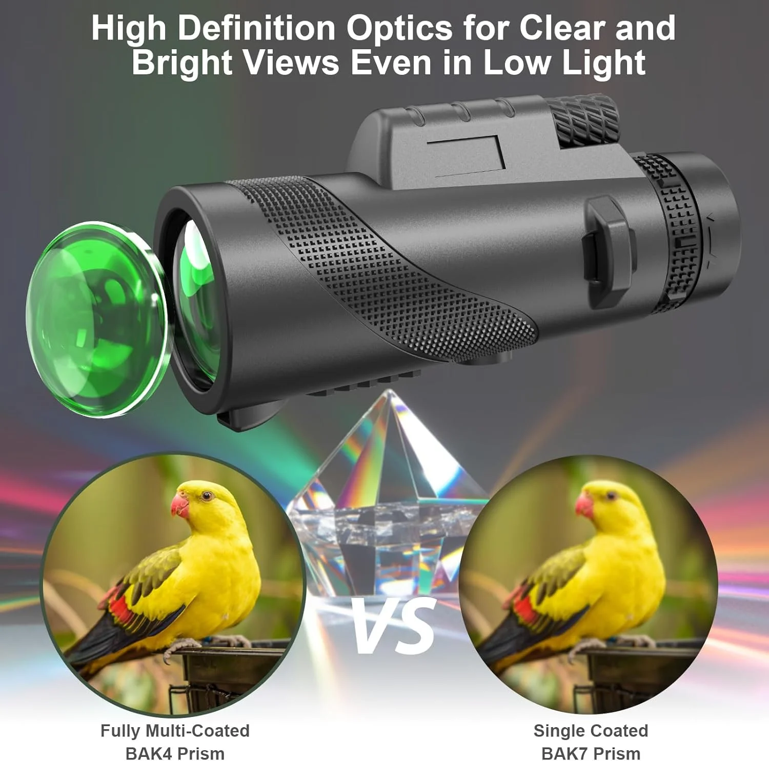 تلسکوپ تک چشمی 8x42 با قدرت بالا برای بزرگسالان - اپتیک با کیفیت بالا، جمع و جور و قابل حمل، فوکوس تک دست، میدان دید گسترده برای تماشای پرندگان، پیاده روی، ورزش و کنسرت