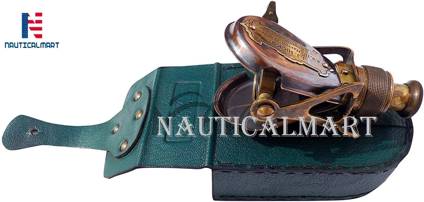 تلسکوپ جیبی تک چشمی برنجی به سبک عتیقه همراه با جعبه