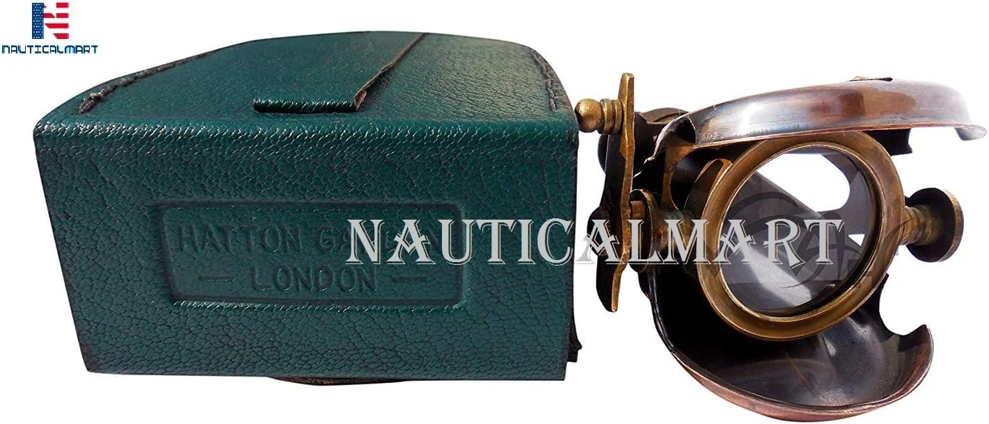 تلسکوپ جیبی تک چشمی برنجی به سبک عتیقه همراه با جعبه