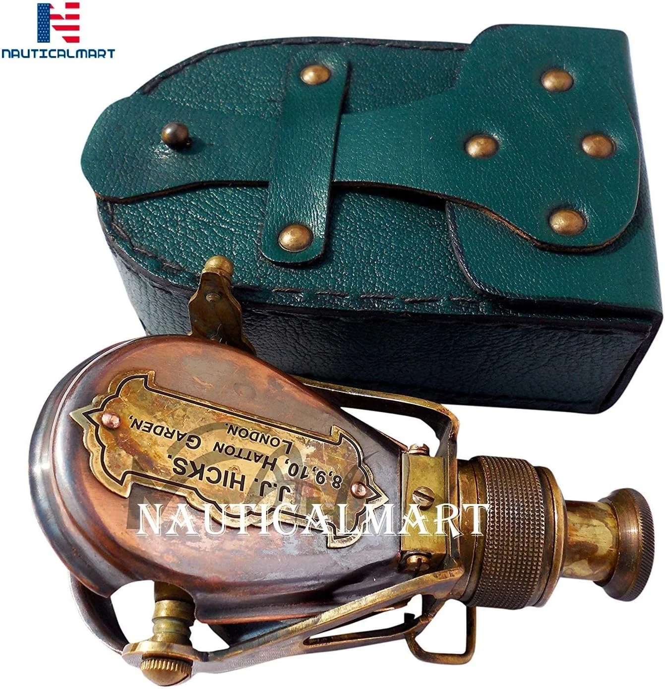 تلسکوپ جیبی تک چشمی برنجی به سبک عتیقه همراه با جعبه