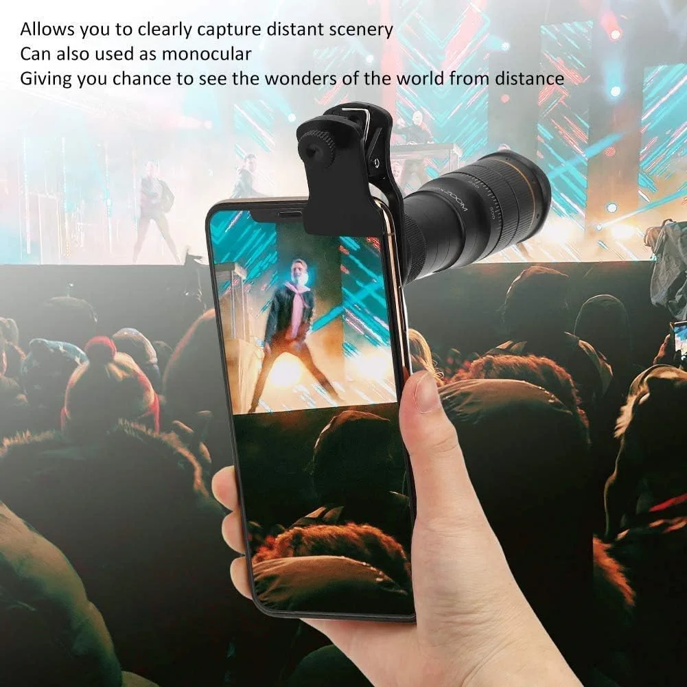 تلسکوپ تک چشمی برای تلفن های هوشمند با بزرگنمایی 22 برابر HD BAK4 به همراه گیره تلفن همراه، سه پایه رومیزی و کیف تلفن همراه
