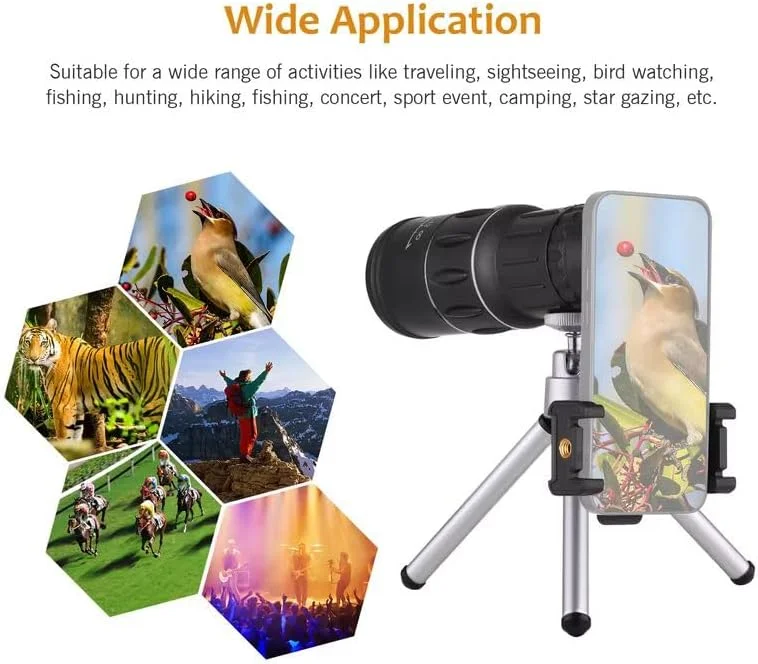 تلسکوپ تک چشمی 16x52 HD برای بزرگسالان و کودکان - تلسکوپ فشرده با قدرت بالا با منشور BAK-4 و لنز FMC - ضد آب و سبک وزن برای تماشای پرندگان، شکار، پیاده روی، مسافرت و هدیه