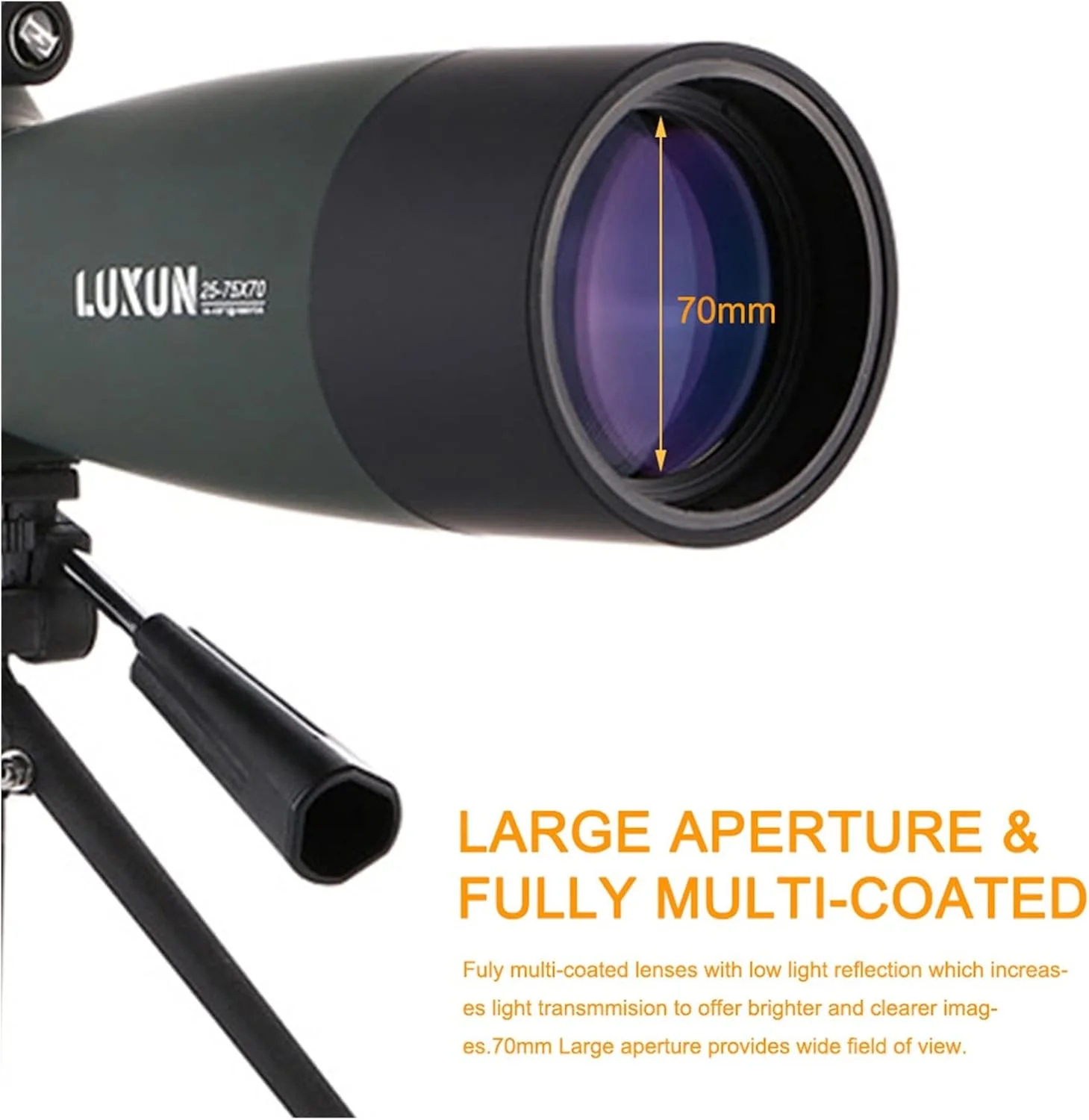 دوربین مادون قرمز بیرونی 25-75x70 میلی‌متری، تلسکوپ SV28 با زوم پیوسته، منشور BK7، لنز MC، تک‌چشمی ضدآب + سه‌پایه مدل F9308B دوربین صحرایی