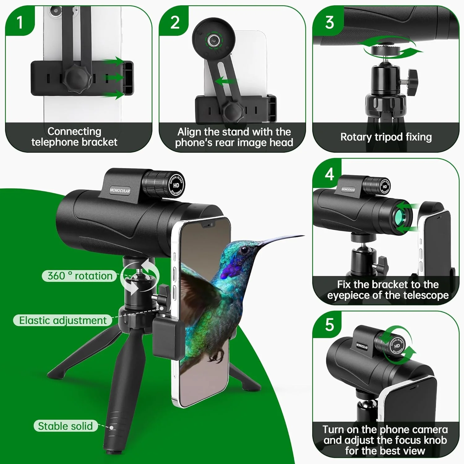 تک چشمی قدرتمند 80x100 مناسب گوشی های هوشمند، تک چشمی با کیفیت بالا برای بزرگسالان به همراه آداپتور/سه پایه برای تماشای پرندگان، پیاده روی، شکار، کمپینگ، مسافرت، حیات وحش در فضای باز - نسخه 2025 تک چشمی قدرتمند 80x100 مناسب گوشی های هوشمند، تک چشمی با کیفیت بالا برای بزرگسالان به همراه آداپتور/سه پایه برای تماشای پرندگان، پیاده روی، شکار، کمپینگ، مسافرت، حیات وحش در فضای باز - نسخه 2025