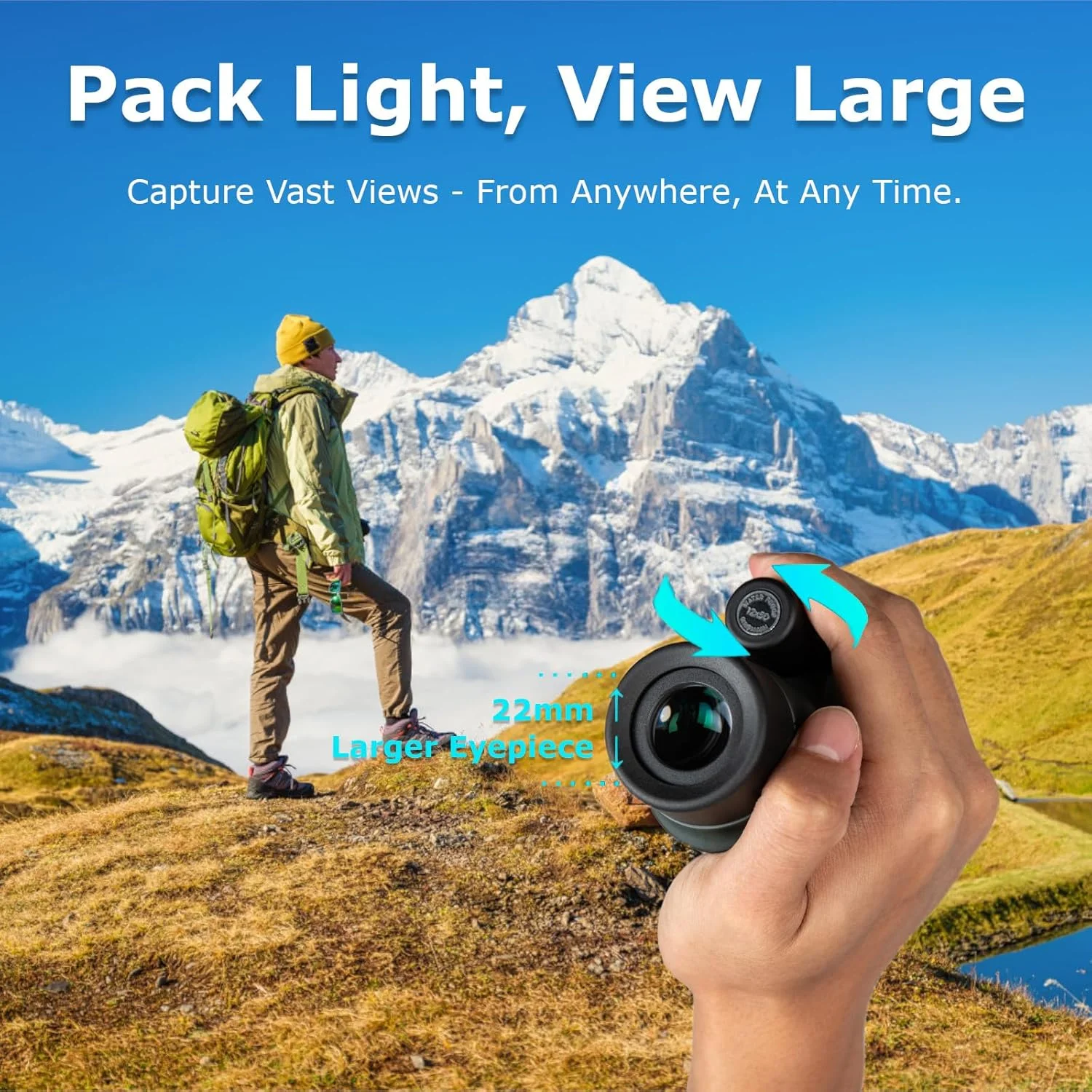 تلسکوپ تک چشمی 12x50 ED برای بزرگسالان، تلسکوپ تک چشمی قدرتمند با منشور BAK4 و لنز FMC، تلسکوپ دستی ضد آب برای تماشای پرندگان، شکار، پیاده روی، مسافرت