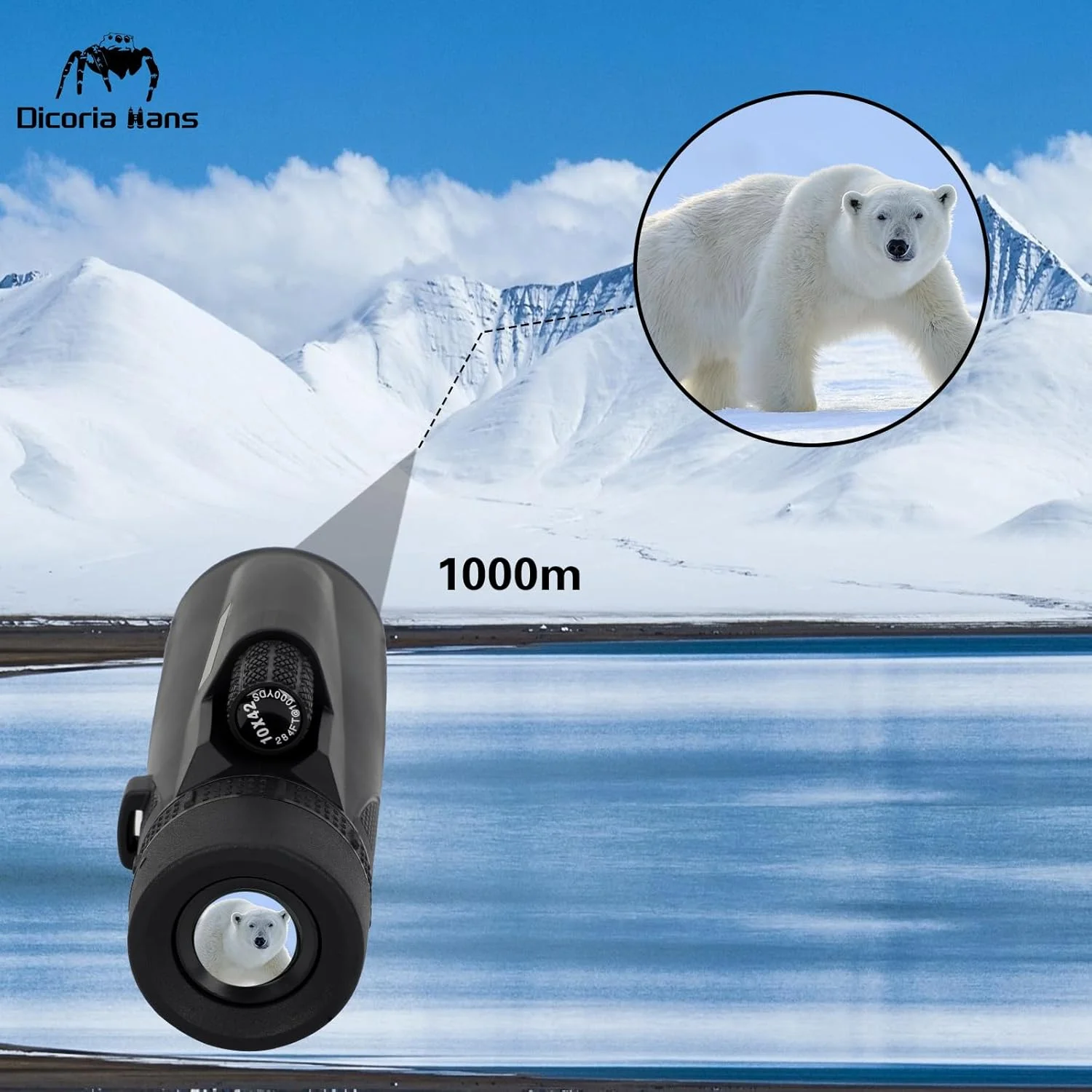 تک چشمی فشرده و قدرتمند 10x42 برای بزرگسالان - اندازه جیبی، سبک وزن و ضد آب با منشور BK7-C و لنز FMC ممتاز، میدان دید گسترده برای تماشای پرندگان، پیاده روی، کمپینگ، ورزش و کنسرت ها