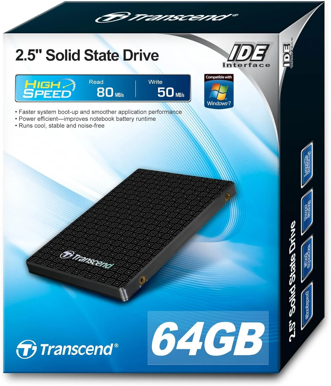 درایو حالت جامد داخلی 64 گیگابایتی Transcend 2.5 اینچی IDE (فلش MLC)