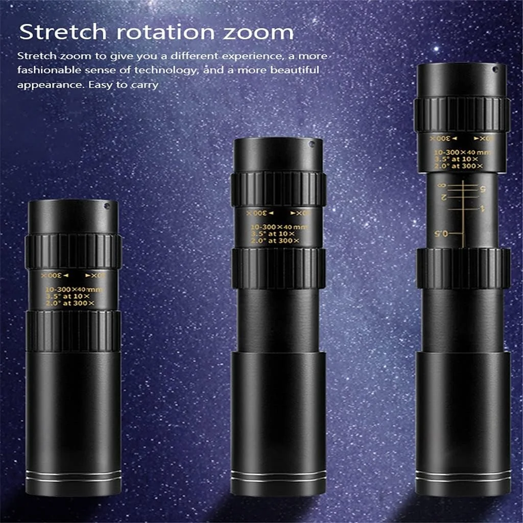 تلسکوپ حرفه ای مونوکولار 4K 10-300X40 مینی BAK4 HD با قابلیت بزرگنمایی زوم برد بلند مناسب کمپینگ در فضای باز (اندازه: مجموعه کامل) (فقط تلسکوپ)