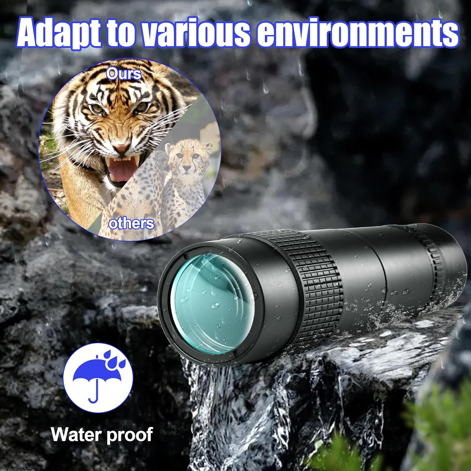 تلسکوپ نظامی 40-10x300 - تک چشمی قدرتمند و جمع و جور برای بزرگسالان، مناسب برای شکار، تماشای ستارگان، تماشای پرندگان و مسافرت (شامل آداپتور تلفن هوشمند و سه پایه)