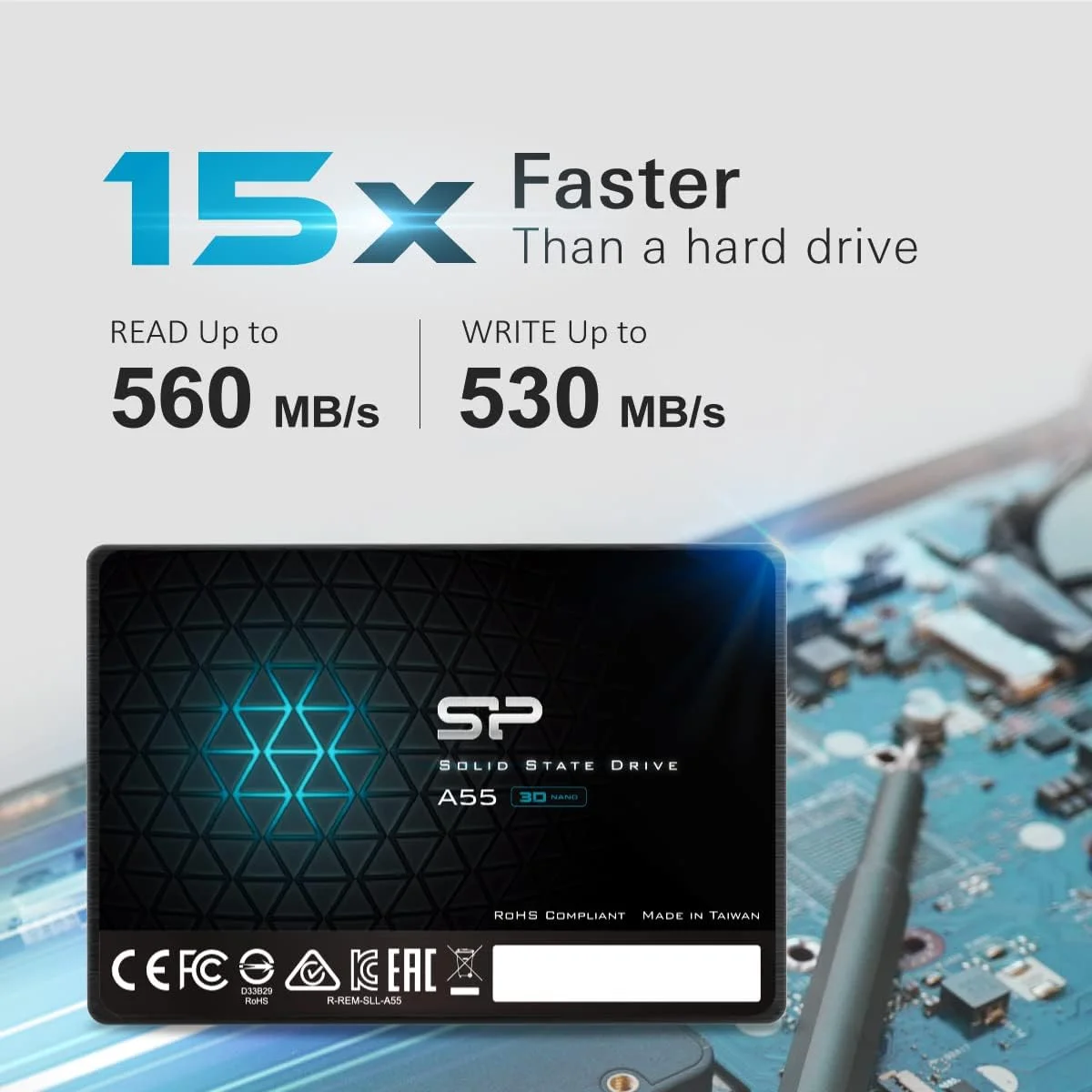 اس اس دی 512 گیگابایتی سیلیکون پاور Ace A55 SATA، سرعت تا 500 مگابایت بر ثانیه، 3D NAND با SLC Cache، درایو حالت جامد داخلی 2.5 اینچی SATA III 6Gb/s برای کامپیوتر رومیزی و لپ تاپ