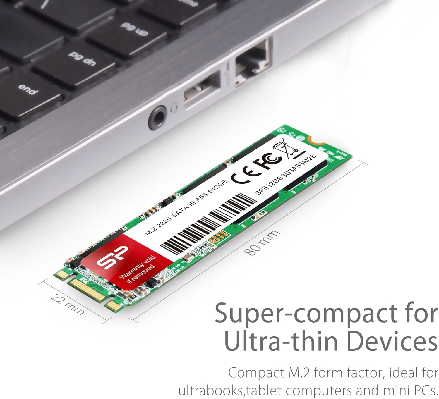 اس اس دی سیلیکون پاور A55 512GB M.2 SATA، سرعت تا 560 مگابایت بر ثانیه، 3D NAND با SLC Cache، M.2 2280 SATA III 6Gb/s درایو حالت جامد داخلی برای کامپیوتر رومیزی و لپ تاپ