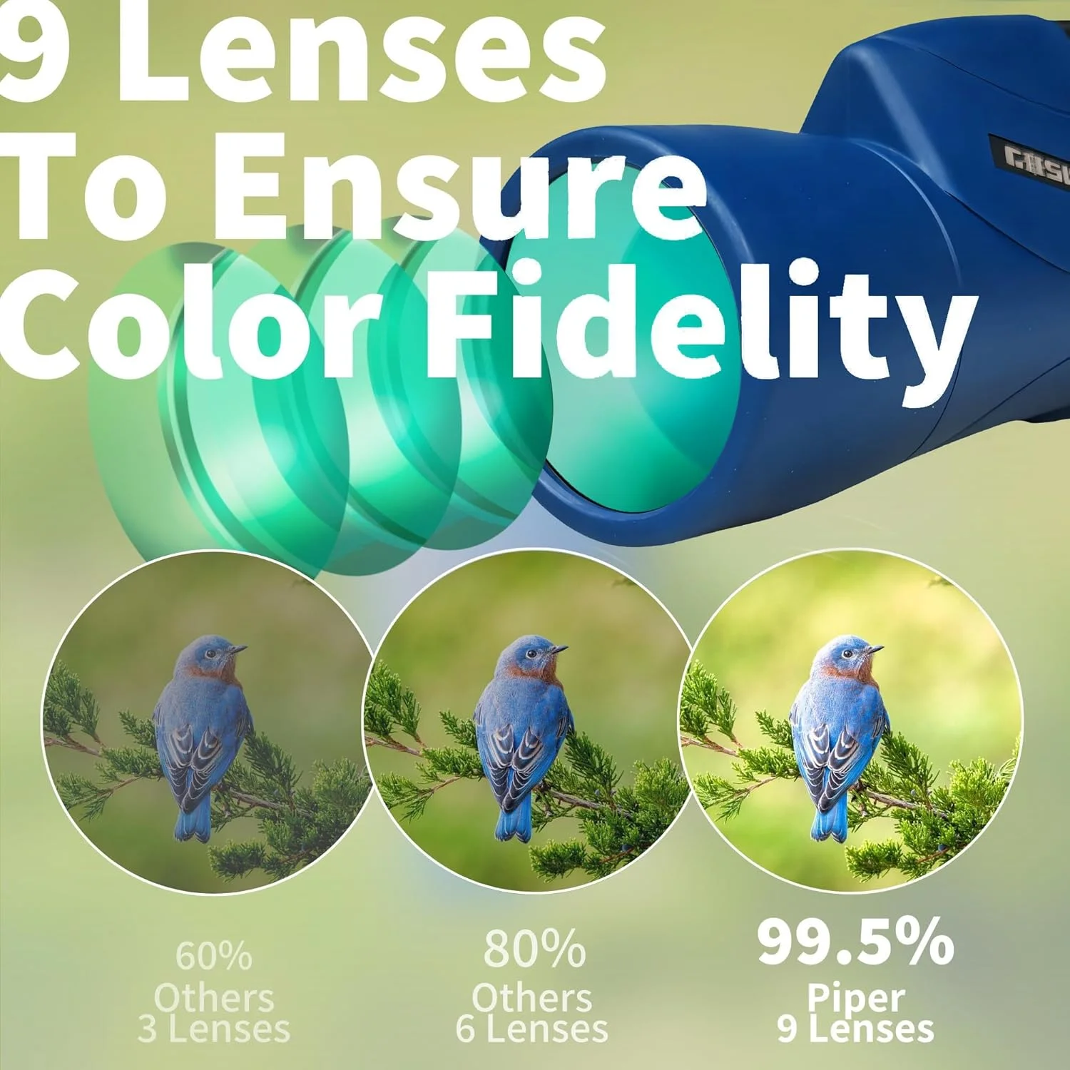 تلسکوپ تک چشمی گوسکی، 12x55 HD تک چشمی برای بزرگسالان با منشور BAK4 و لنز FMC، تک چشمی سبک وزن با آداپتور تلفن هوشمند مناسب برای تماشای پرندگان و شکار (آبی)