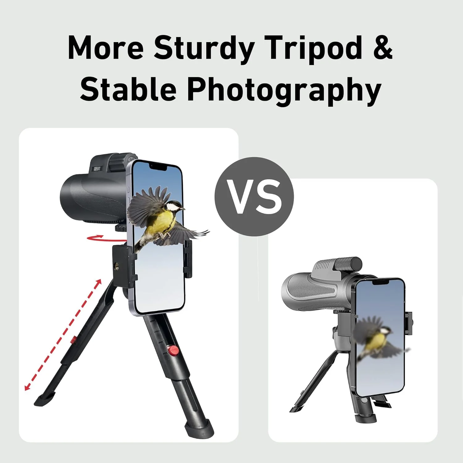 تک چشمی 15x52 HD گوسکی، تک چشمی قدرتمند برای بزرگسالان به همراه سه پایه، تک چشمی فشرده با منشور BAK4 و لنز FMC، ریموت دوربین بلوتوثی، تک چشمی برای شکار، تماشای پرندگان، پیاده روی و مسافرت