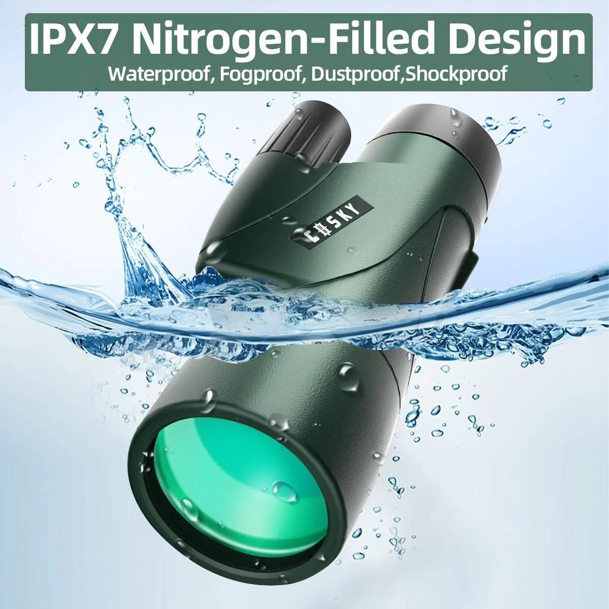 تلسکوپ تک چشمی HD گاسکی 12x55 با منشور BAK4 و لنز FMC، سبک وزن به همراه آداپتور تلفن هوشمند - مناسب برای تماشای پرندگان، شکار، پیاده روی و مسافرت